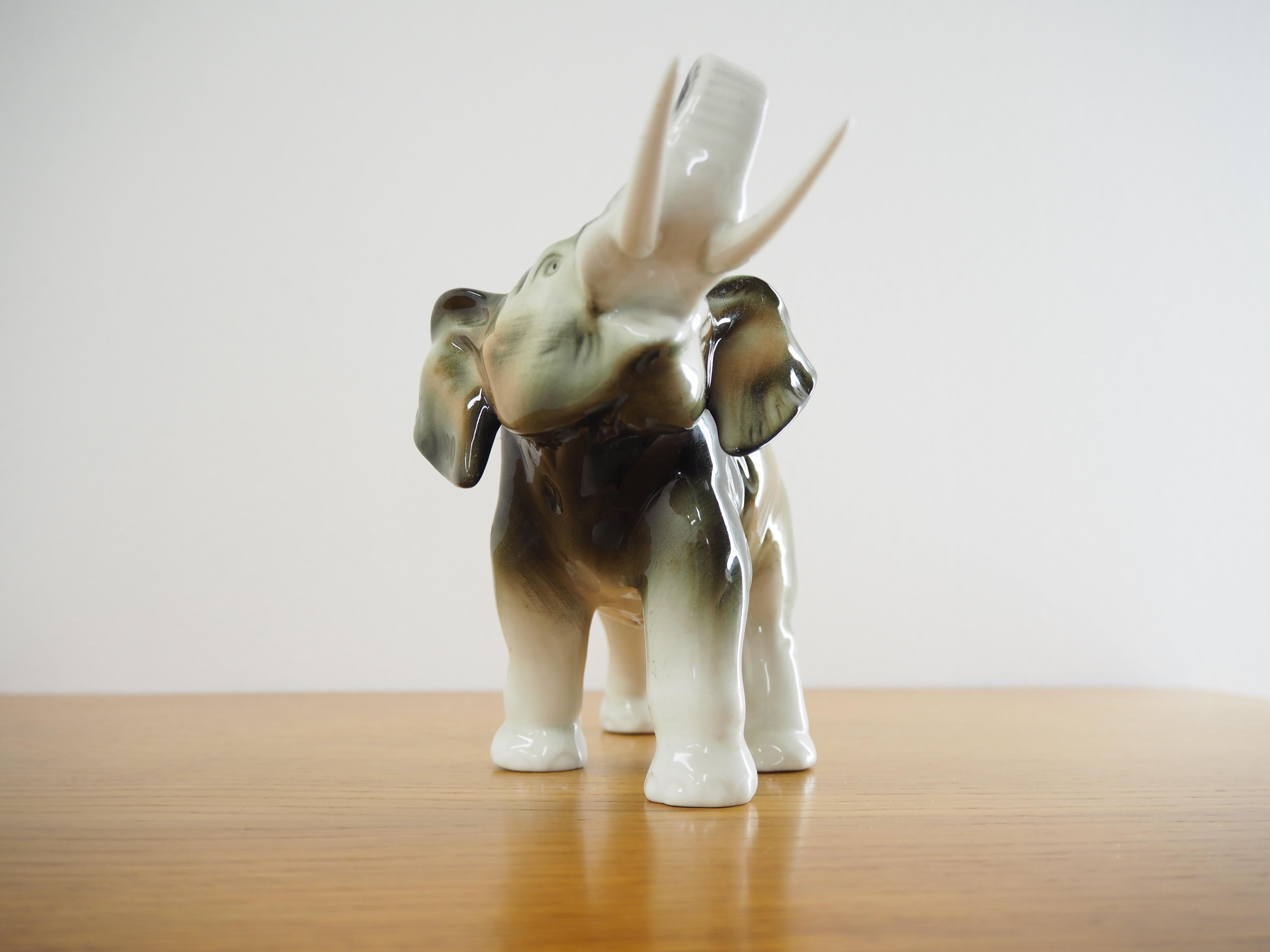 Midcentury Porcelain Sculpture of Elephant from Royal Dux, 1960s 3