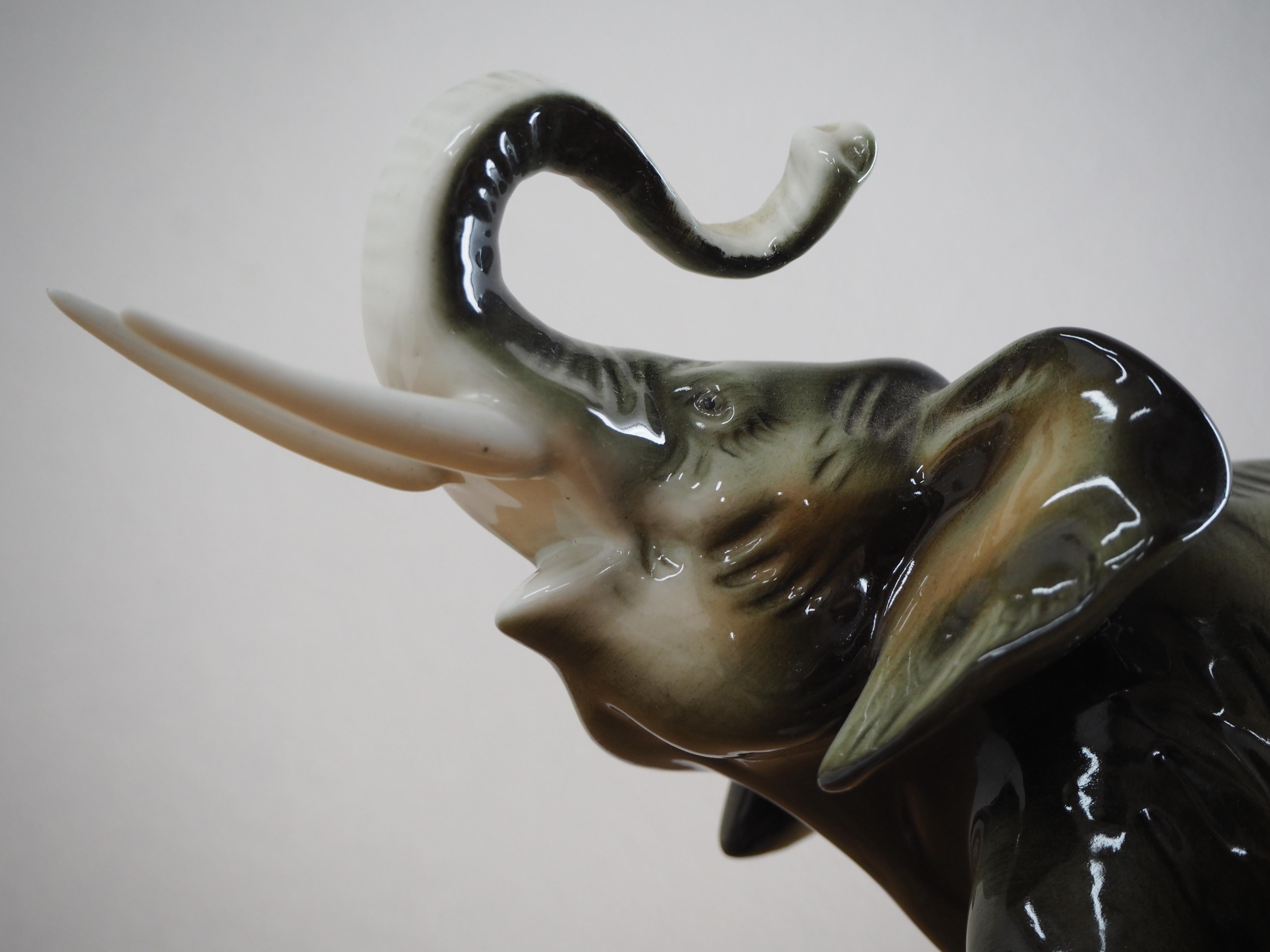 Midcentury Porcelain Sculpture of Elephant from Royal Dux, 1960s 6