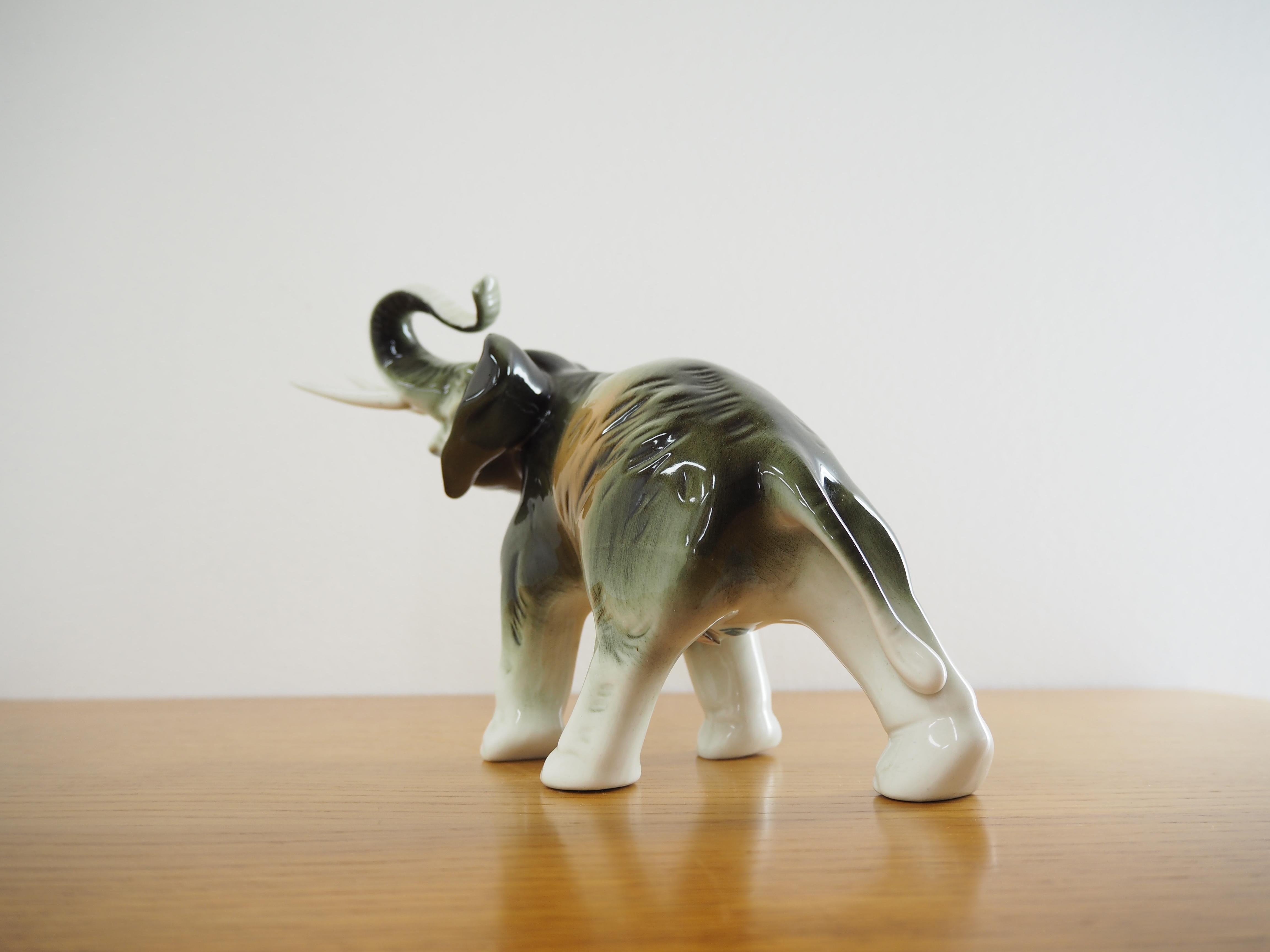 Mid-Century Modern Midcentury Porcelain Sculpture of Elephant from Royal Dux, 1960s