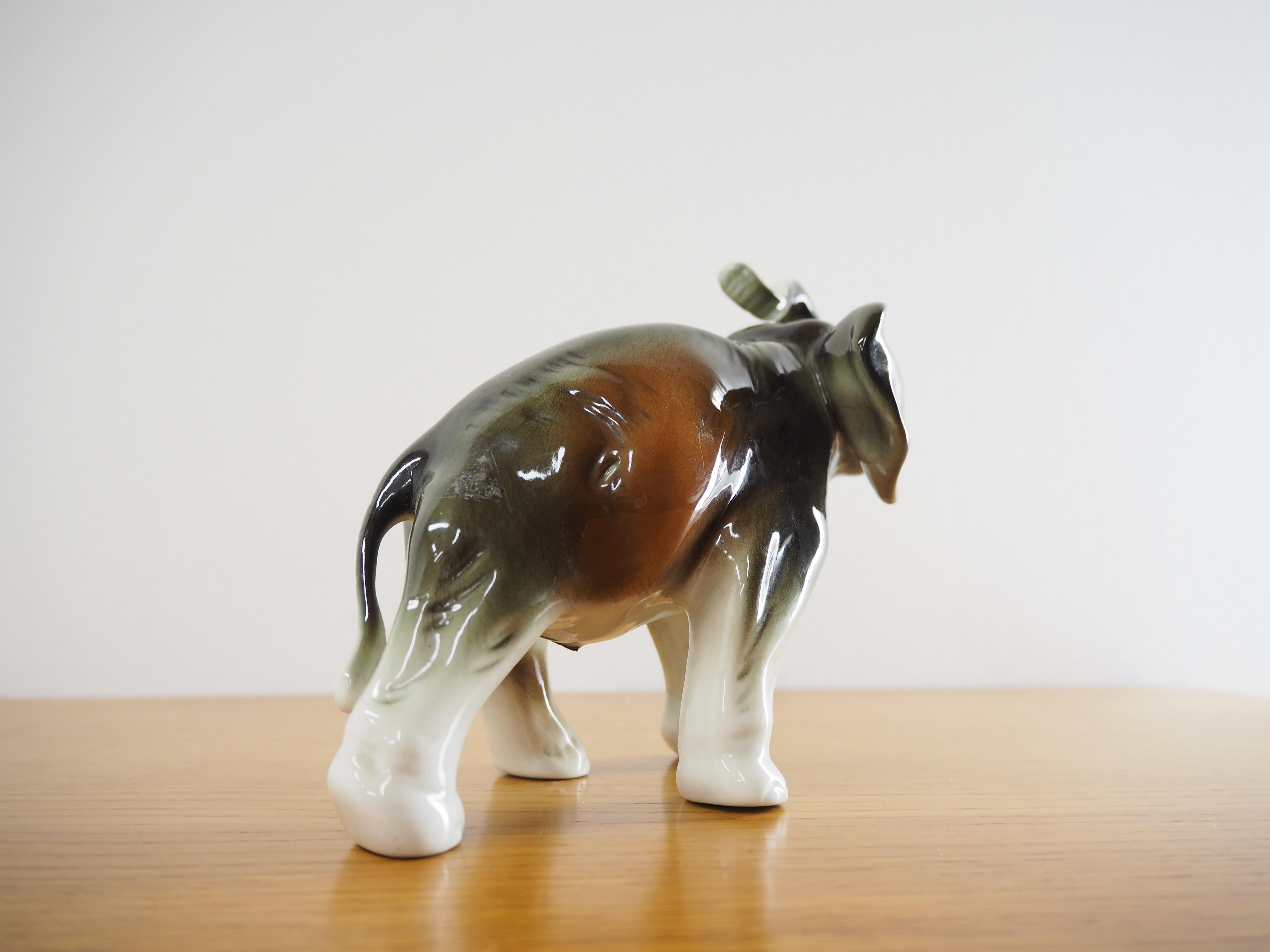 Midcentury Porcelain Sculpture of Elephant from Royal Dux, 1960s In Good Condition In Praha, CZ