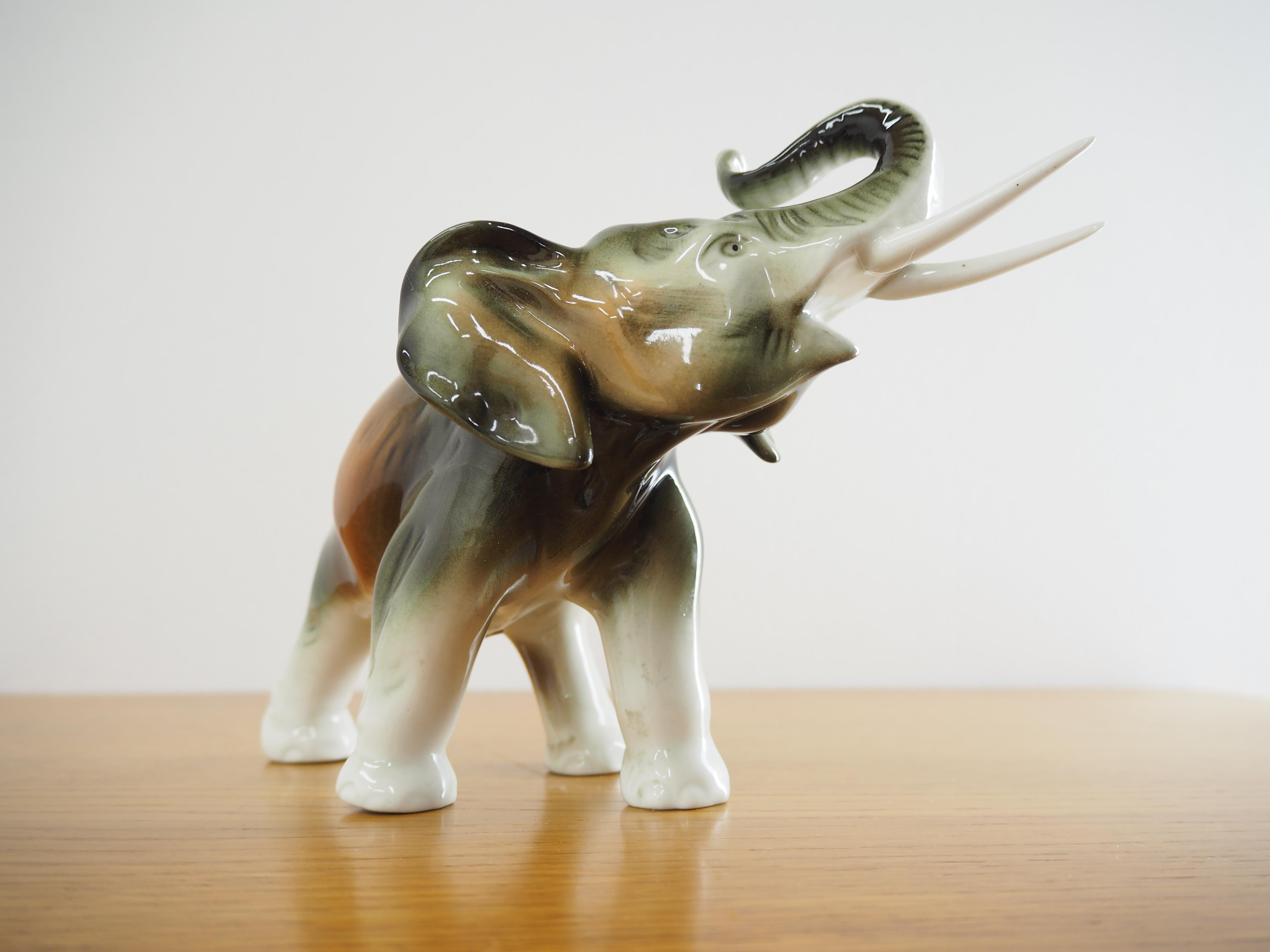 Midcentury Porcelain Sculpture of Elephant from Royal Dux, 1960s 2