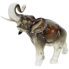 Midcentury Porcelain Sculpture of Elephant from Royal Dux, 1960s