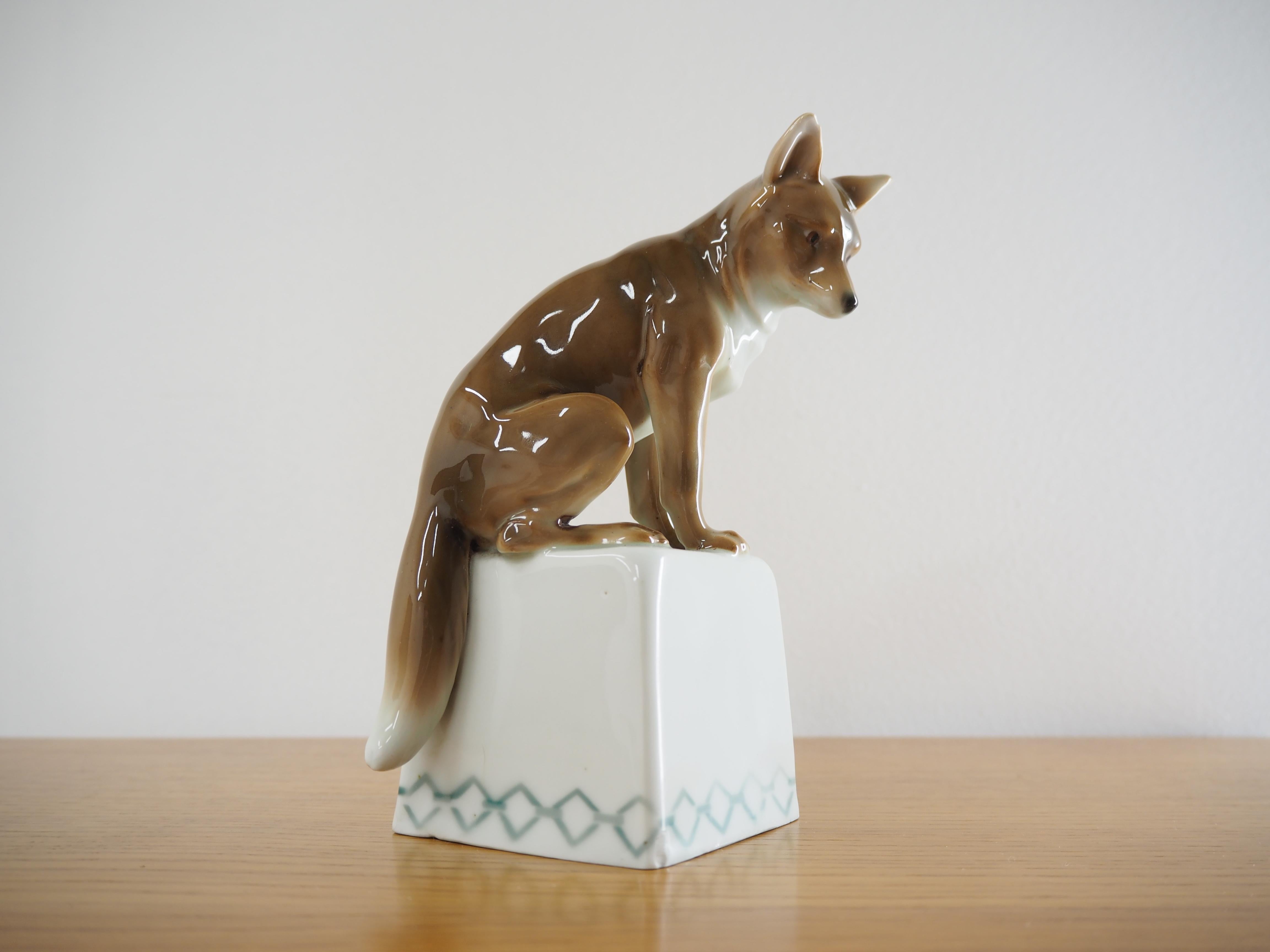 Mid-Century Modern Midcentury Porcelain Sculpture of Fox, 1960s