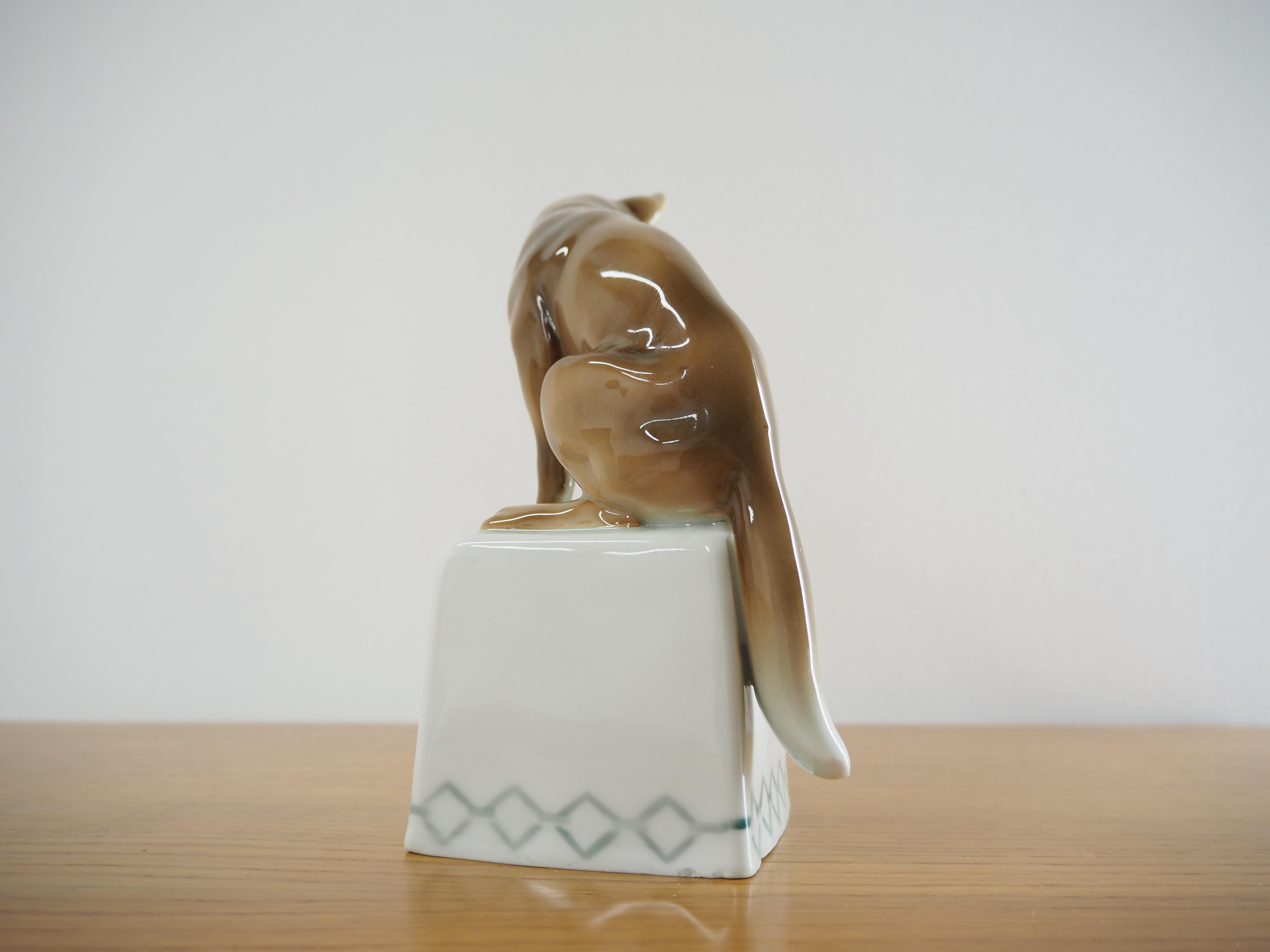 Midcentury Porcelain Sculpture of Fox, 1960s 1