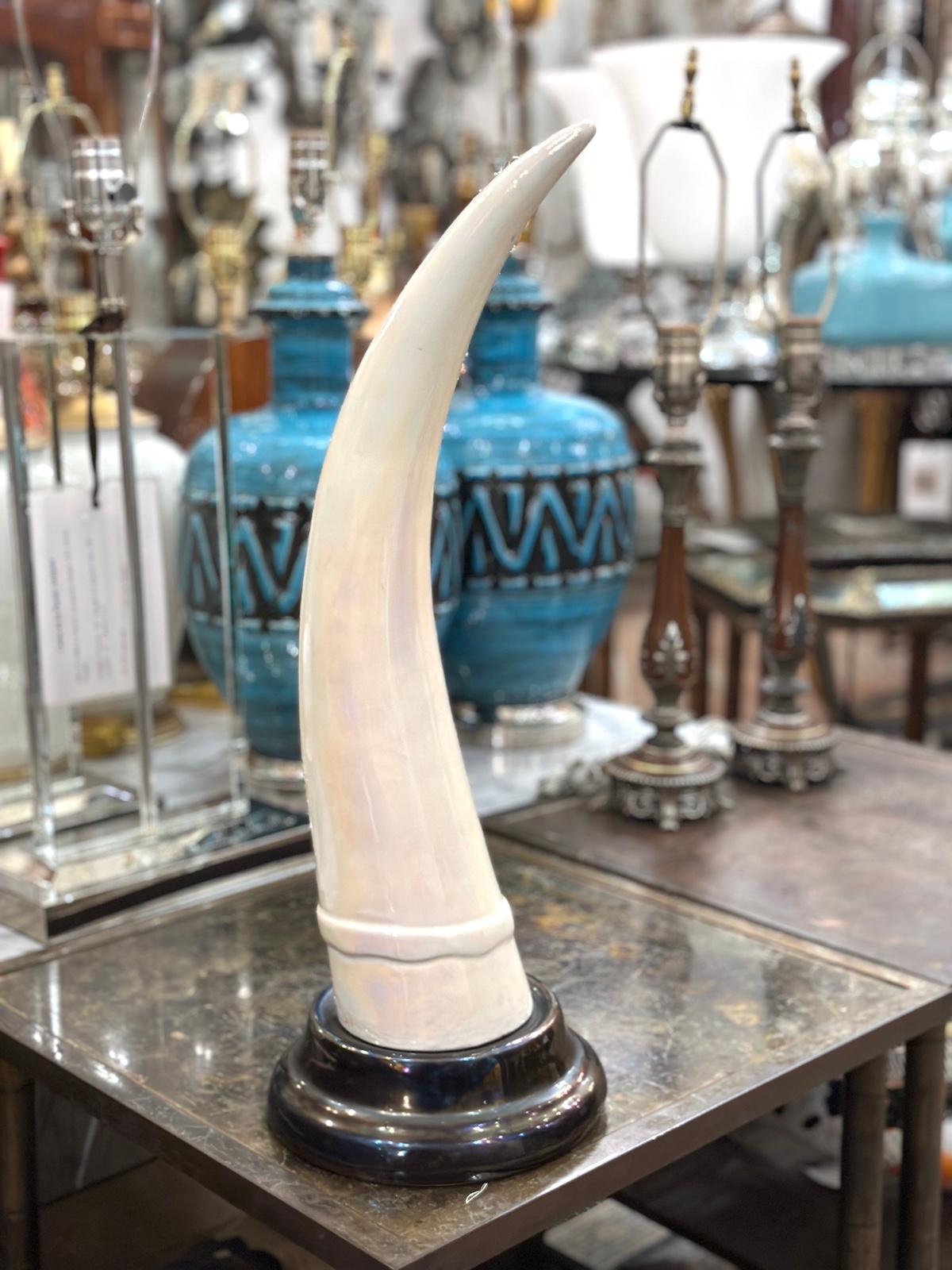 Late 20th Century Midcentury Porcelain Tusk For Sale