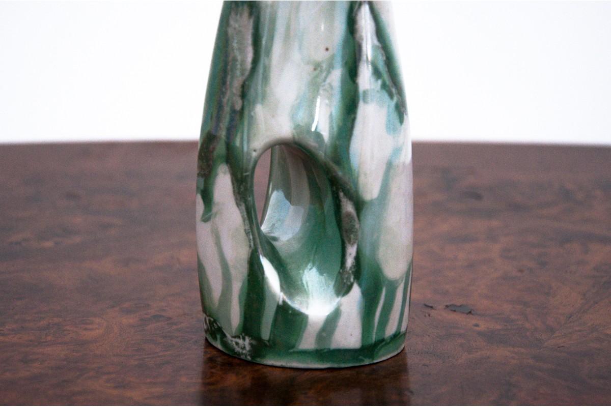 Mid-Century Modern Midcentury Porcelain Vase with a Hole by Bogucice, Poland, 1960s For Sale