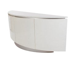 Midcentury Post Modern Demilune Credenza or Cabinet in Glossy Laminate