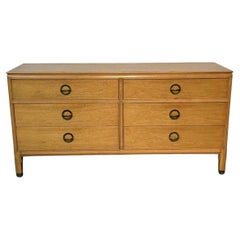 Midcentury Post Modern Eiche 6 Schublade Dresser Credenza Messing zieht Stil Dunbar