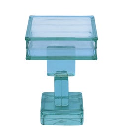 Table d'appoint ou table d'appoint en verre transparent postmoderne du milieu du siècle dernier, d'après Sottsasss