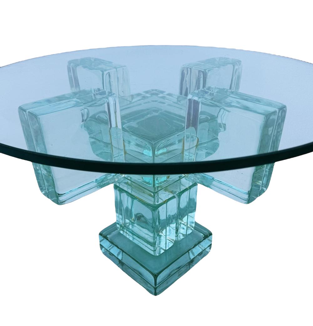 glass block side table