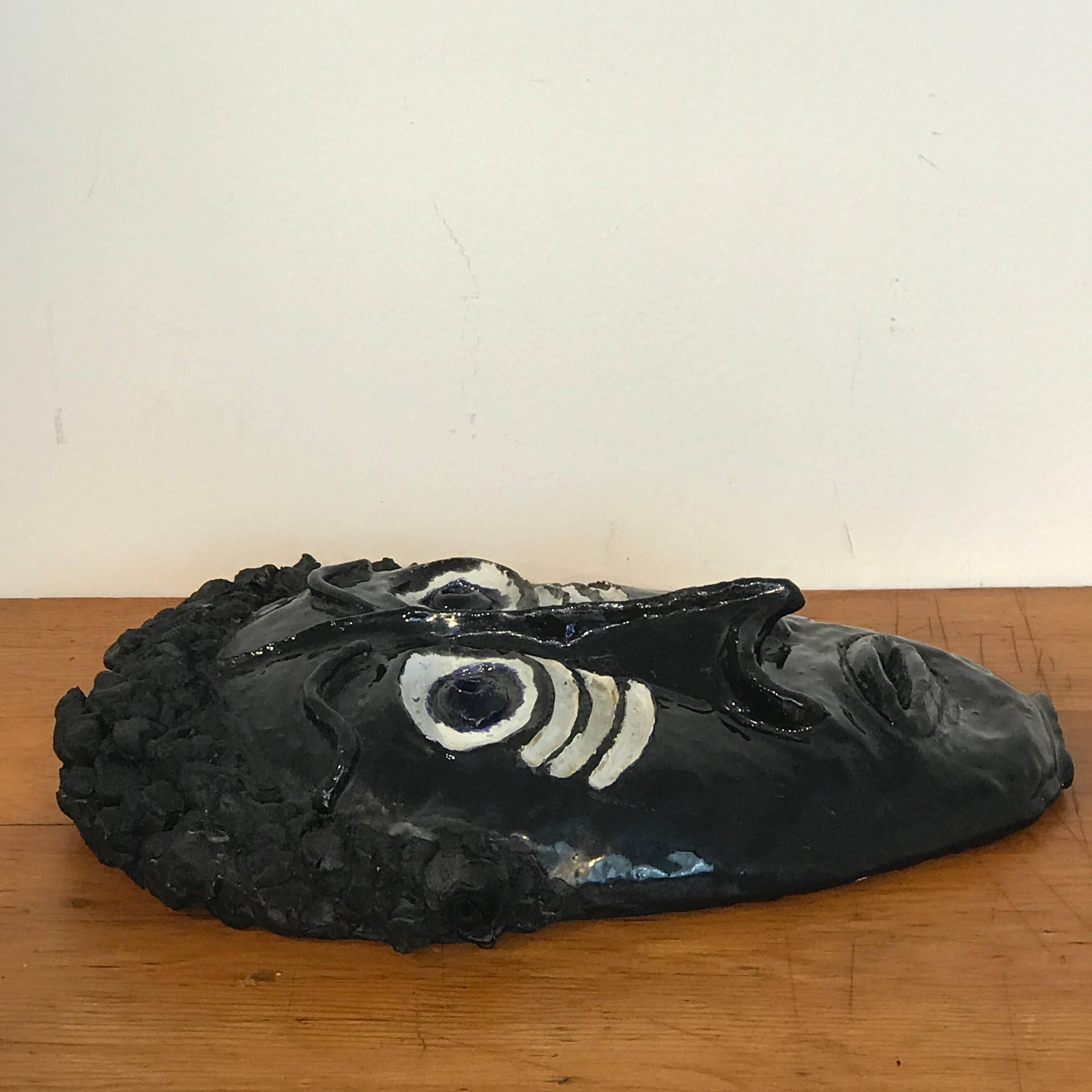 Mid Century Pottery African Mask in the Style of Wiener Werkstatte For Sale 4