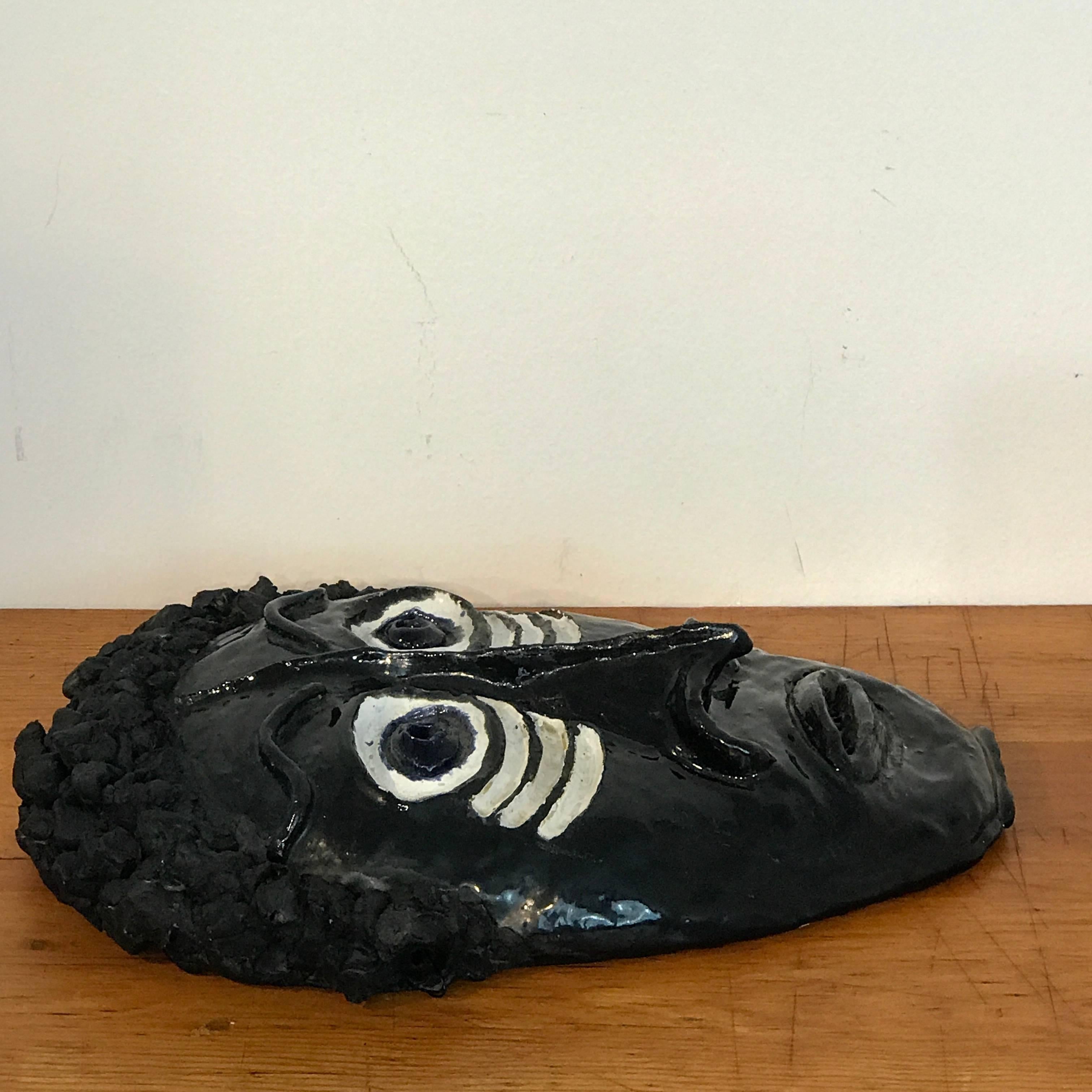 Mid Century Pottery African Mask in the Style of Wiener Werkstatte For Sale 5