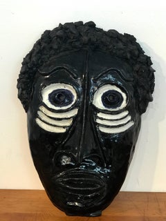 Mid Century Pottery African Mask in the Style of Wiener Werkstatte