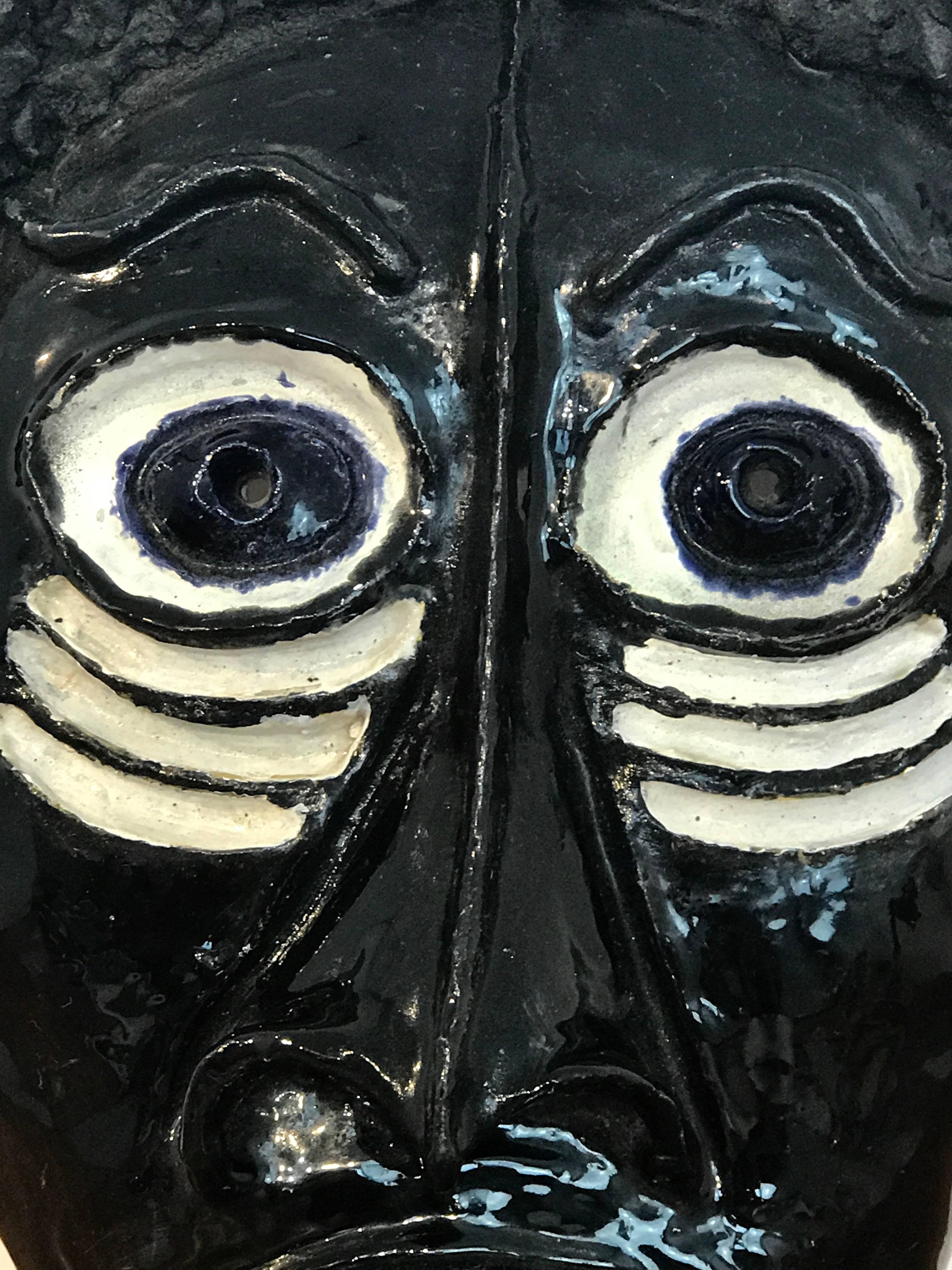Modern Mid Century Pottery African Mask in the Style of Wiener Werkstatte For Sale