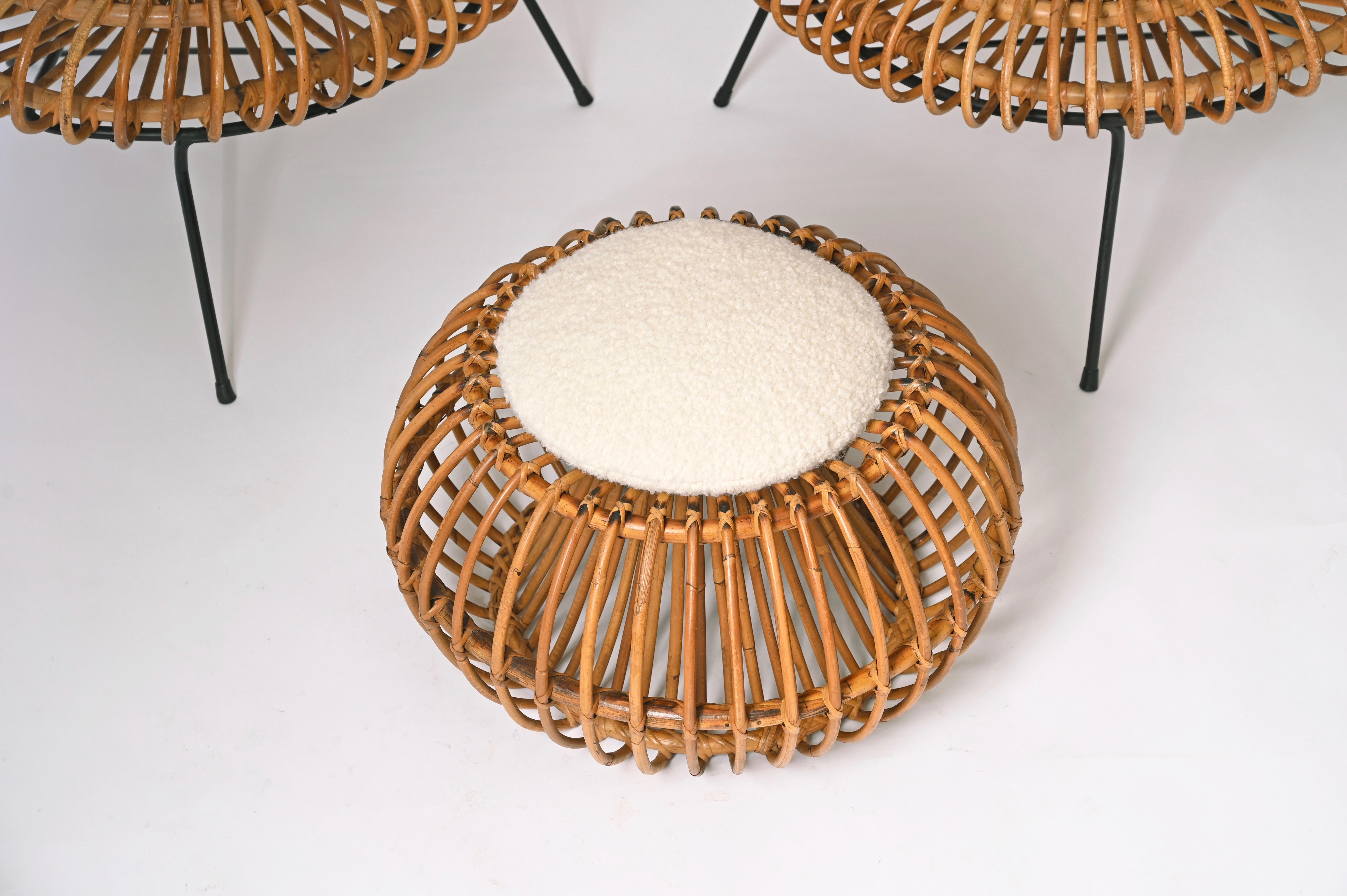 Spectacular Mid-Century French Riviera Ottoman designed by Janine Abraham and Dirk Jan Rol and made in France in the late 1950s.

The pouf is in amazing conditions, fully hand-made with perfect proportions and with a stunning light honey color. It