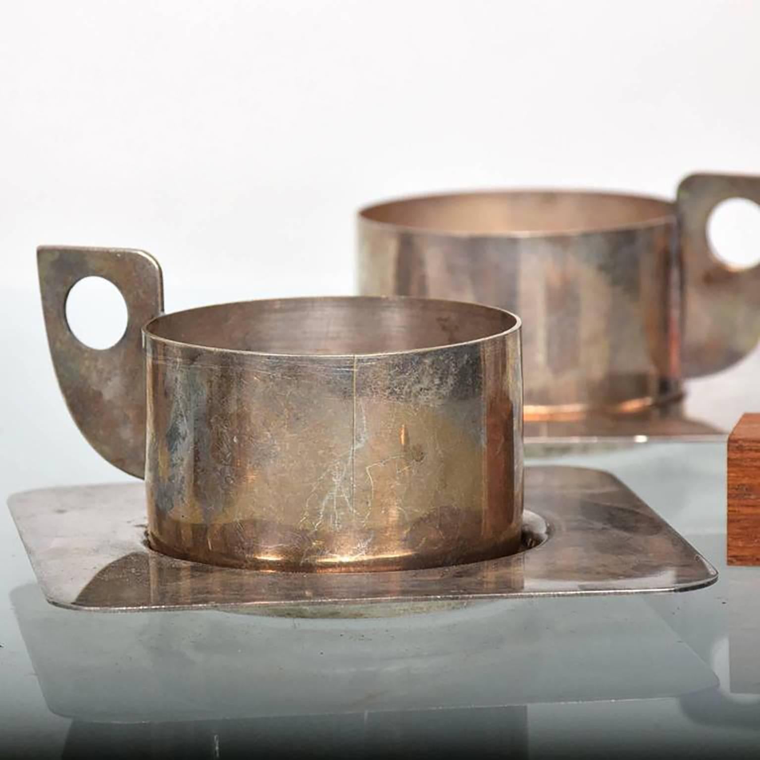 Metal Midcentury Prata 90 Silverplated Mini Espresso Cups by Wolf, Brazil, 1960s