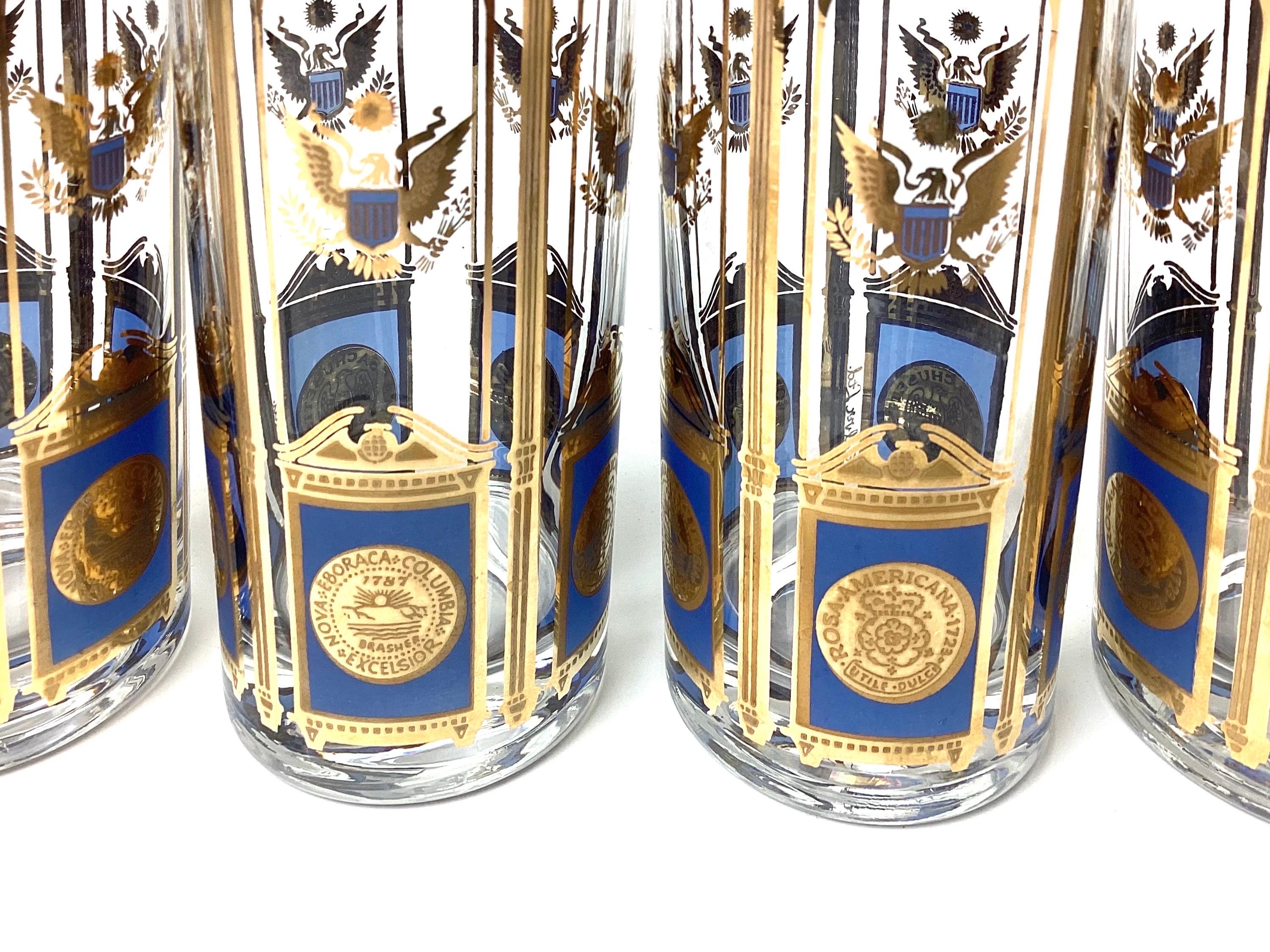 Mid-Century Modern Midcentury Presidential Culver LTD Highball Glasses set of 6 For Sale