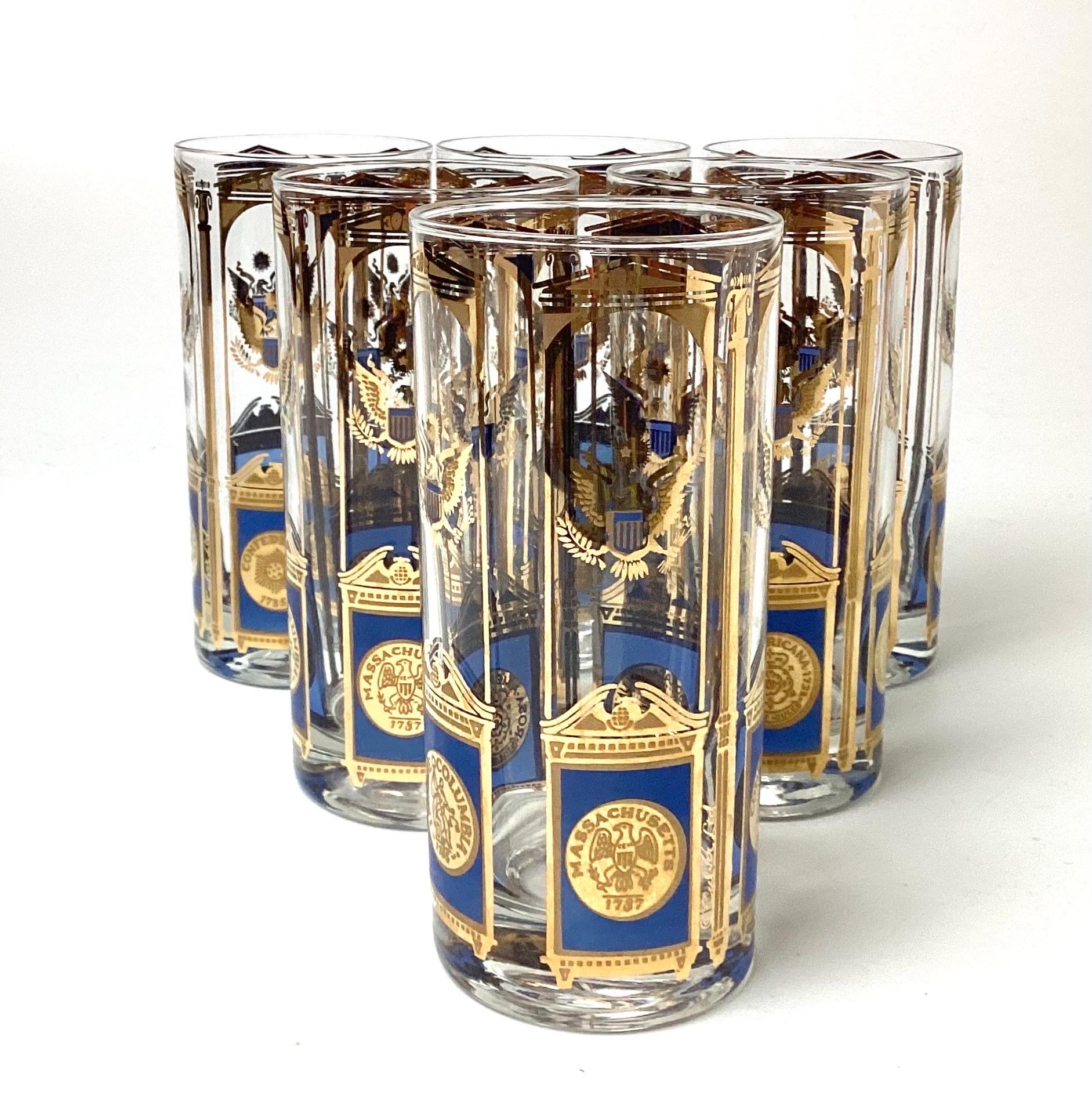 Midcentury Presidential Culver LTD Highball Glasses set of 6 In Excellent Condition For Sale In Lambertville, NJ