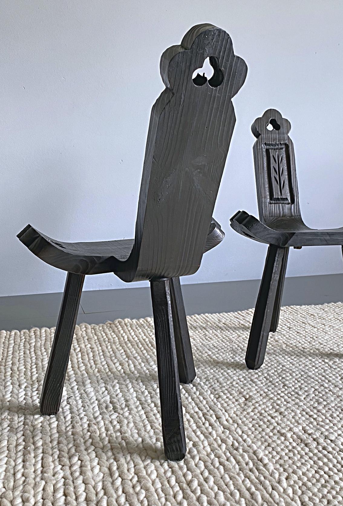 Mid-Century Modern Midcentury Rustic Spanish Tripod Stool, Side Chair, 1950s, Spain