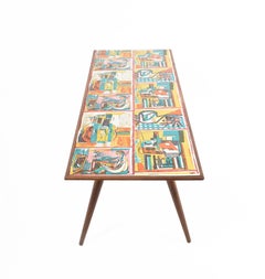 Midcentury Printed Wood and Plastic Italian Coffee Table after De Poli, 1950s