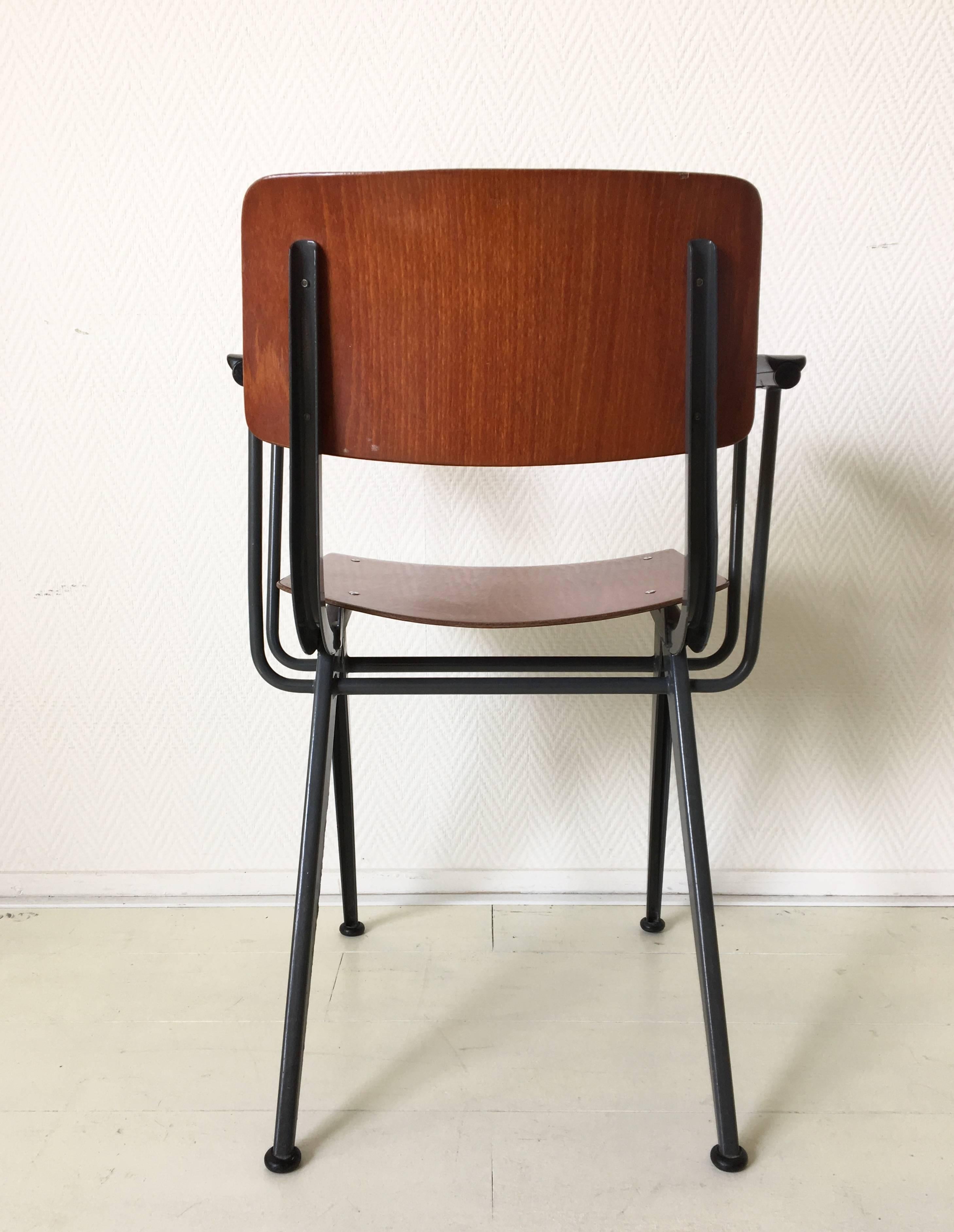 20th Century Midcentury Prouvé Inspired Industrial Armchair Attributed to Friso Kramer For Sale