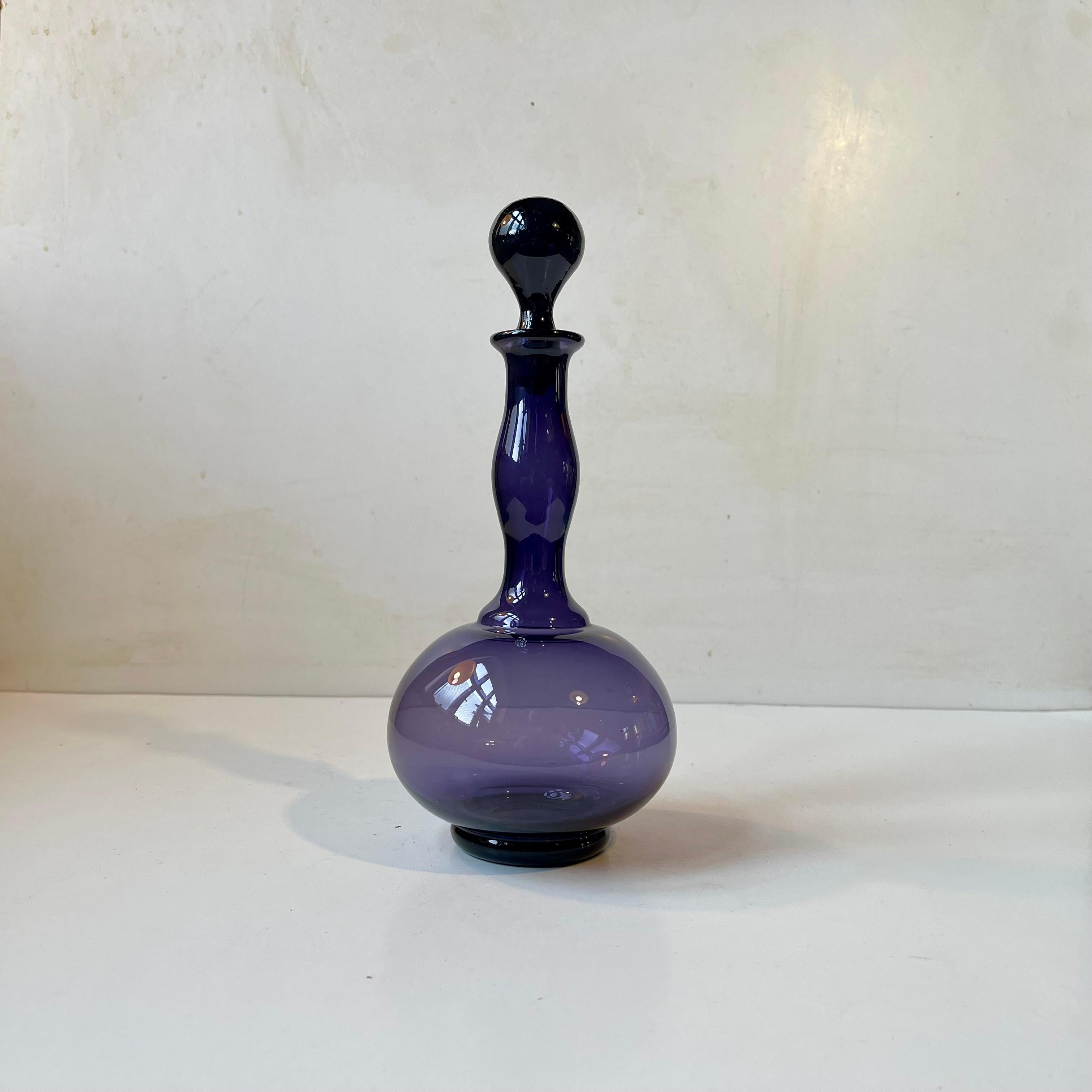 Mid-Century Modern Midcentury Purple Art Glass Decanter by Jacob E. Bang for Holmegaar For Sale