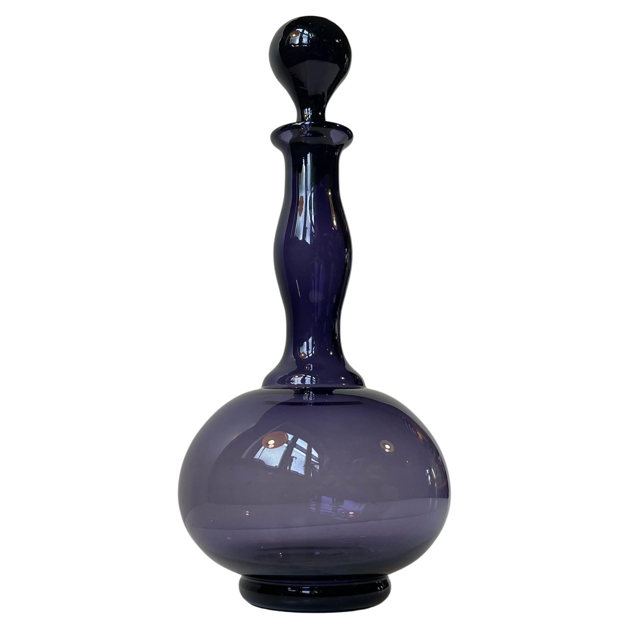 Midcentury Purple Art Glass Decanter by Jacob E. Bang for Holmegaar For Sale