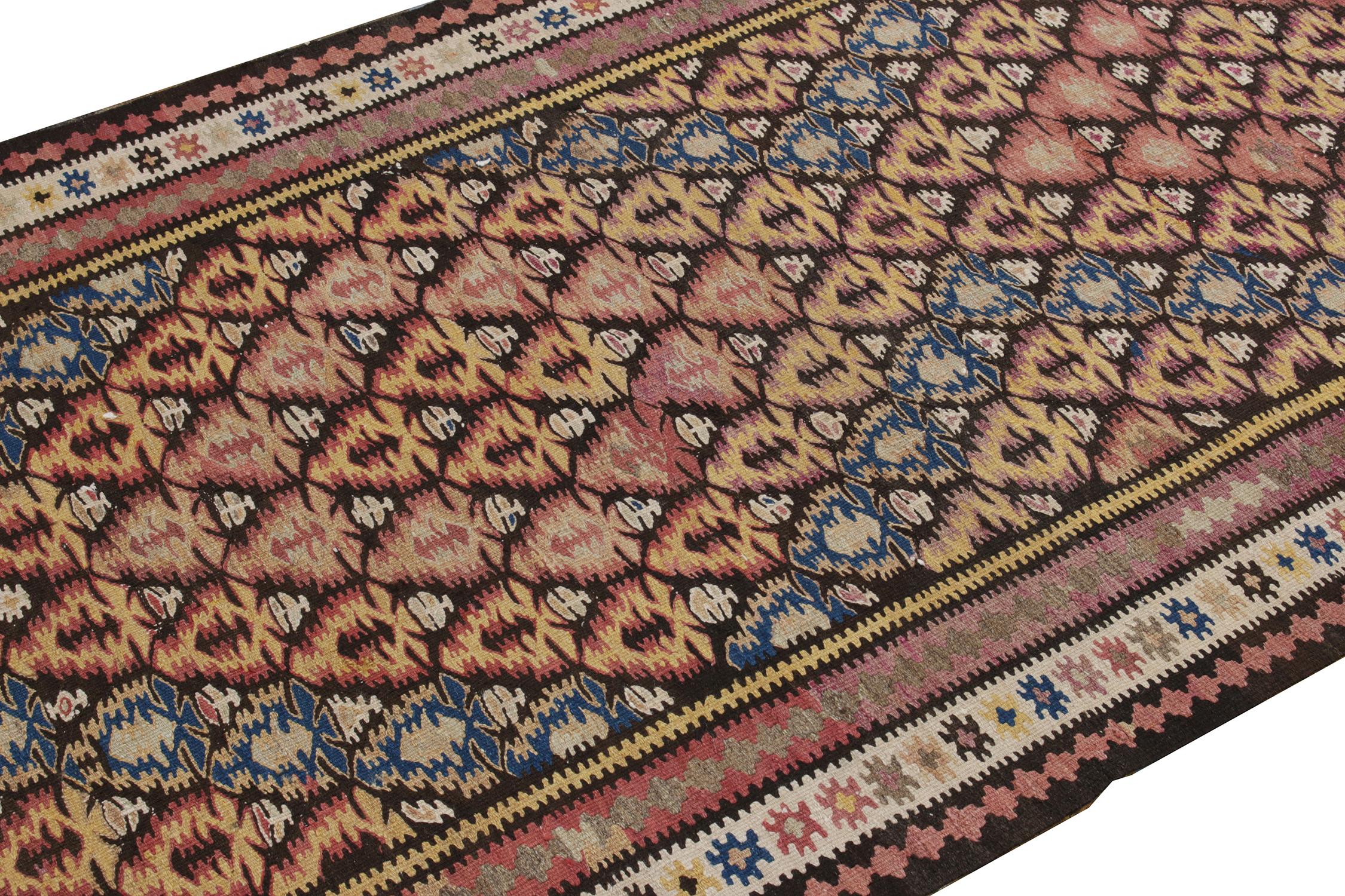 Hand-Knotted 1950s Vintage Persian Kilim in Pink, Purple Geometric Pattern by Rug & Kilim