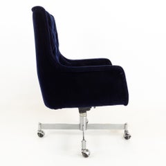 Mid Century Purple Velvet Tufted Rolling Office Desk Chair