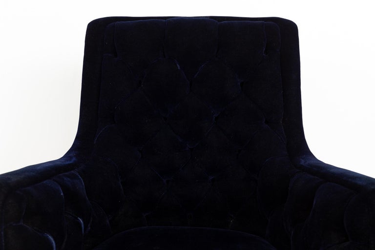 Midcentury Purple Velvet Tufted Rolling Office Desk Chair For Sale At 1stdibs