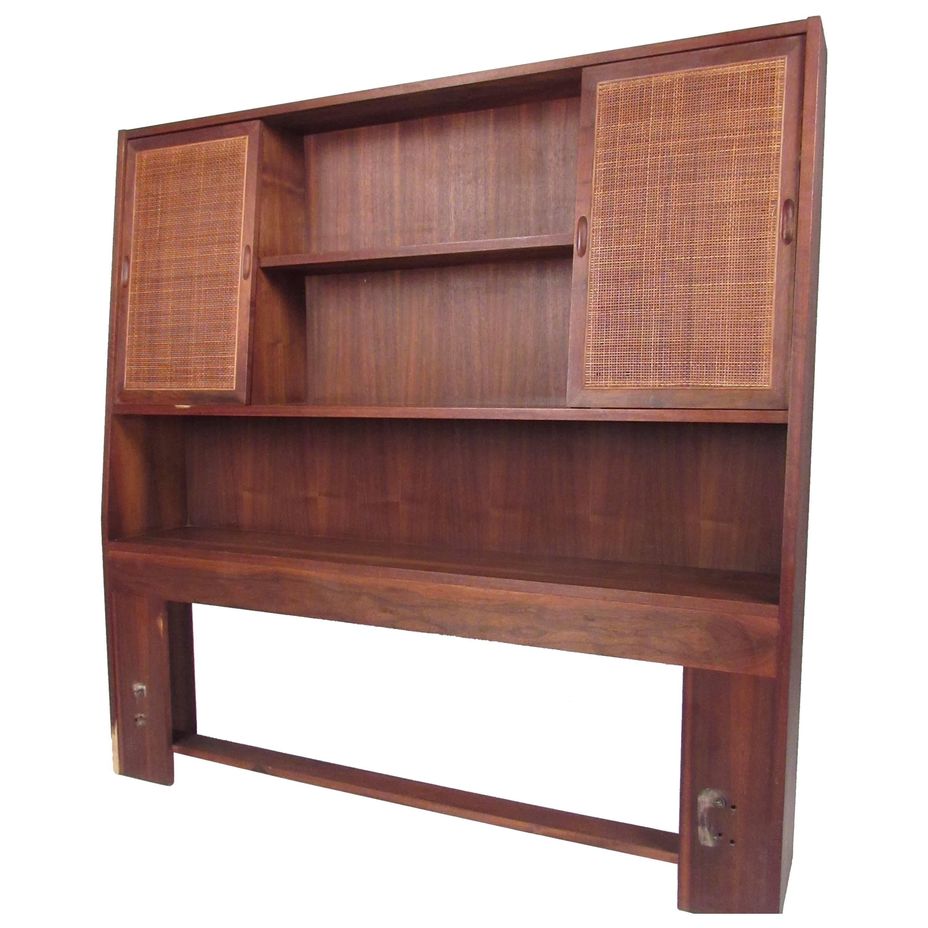 Midcentury Queen Size Storage Headboard