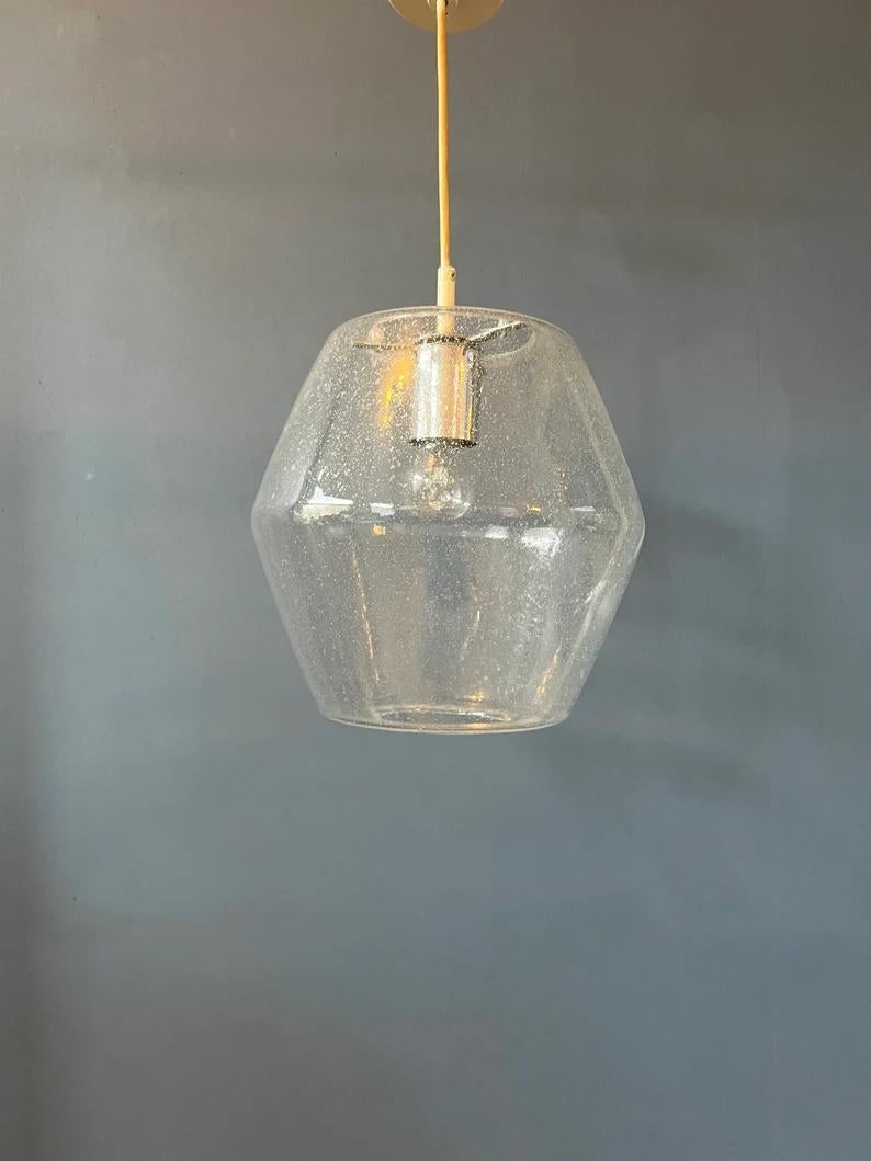 20th Century Midcentury RAAK Pendant Kristall B1217/ Glass Lamp Murano Opaline Christal Light For Sale