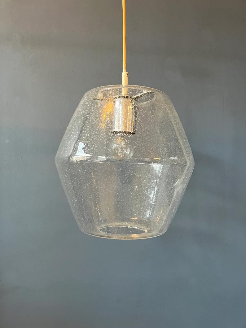 Midcentury RAAK Pendant Kristall B1217/ Glass Lamp Murano Opaline Christal Light For Sale 1