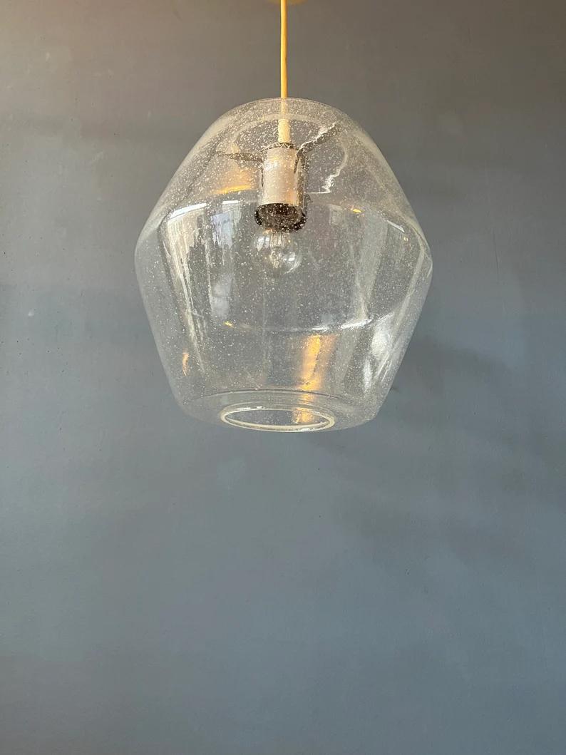 Midcentury RAAK Pendant Kristall B1217/ Glass Lamp Murano Opaline Christal Light For Sale 2