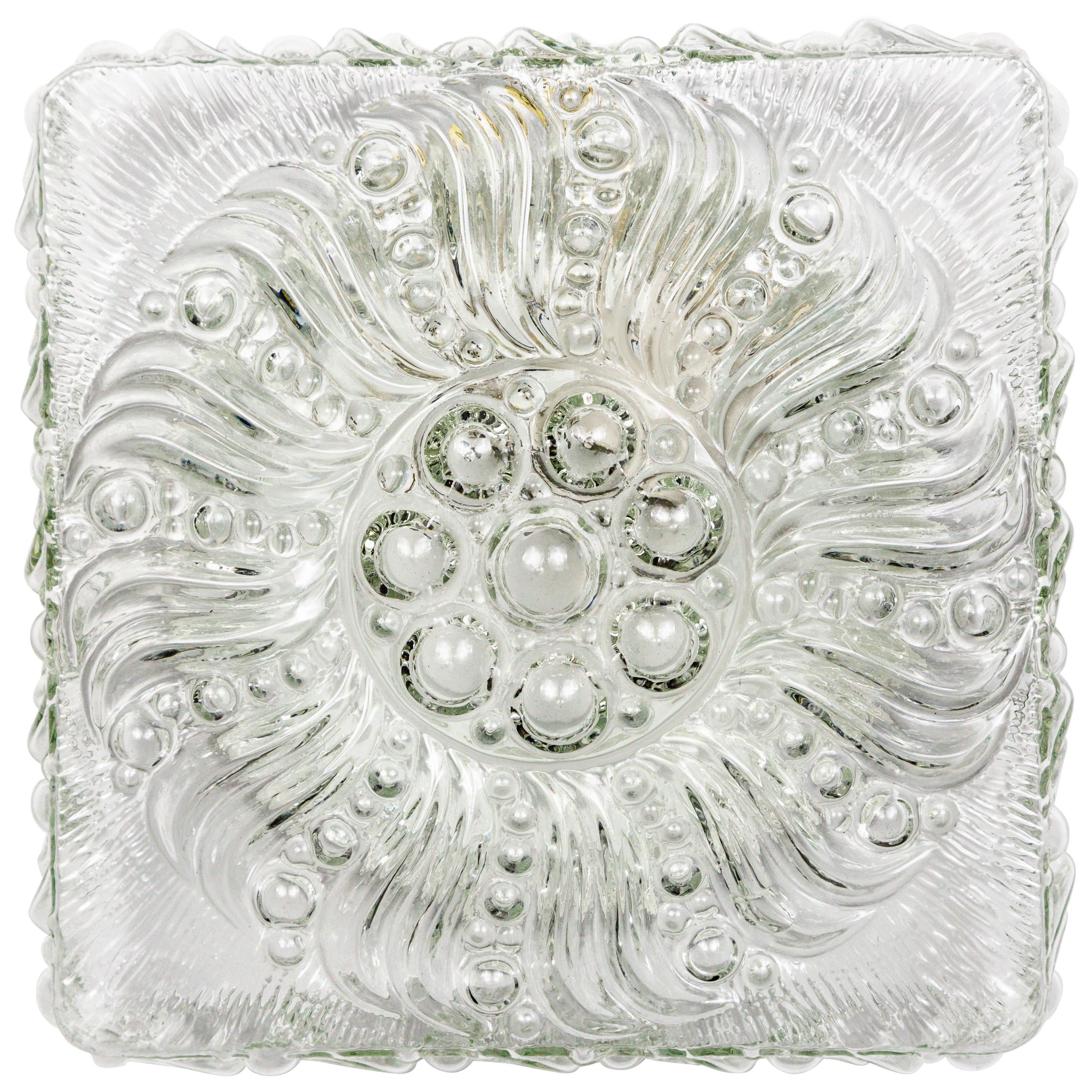 Midcentury Radial Bloom Glass Flush Mount Light For Sale