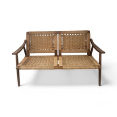 Midcentury Raffia Bench