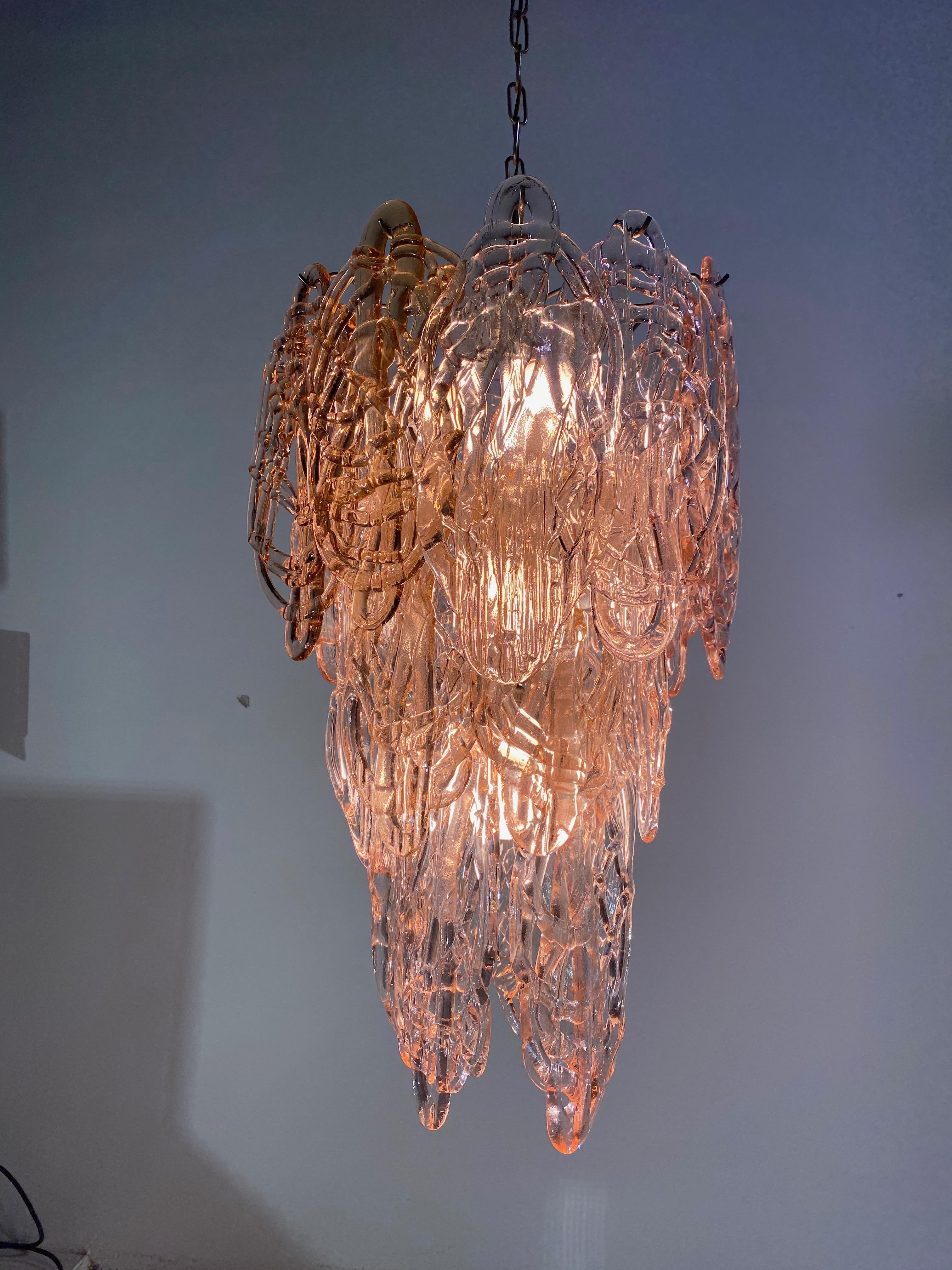 Midcentury Ragnatela Murano Glasse Chandelier by Mazzega, 1970s In Excellent Condition For Sale In Budapest, HU