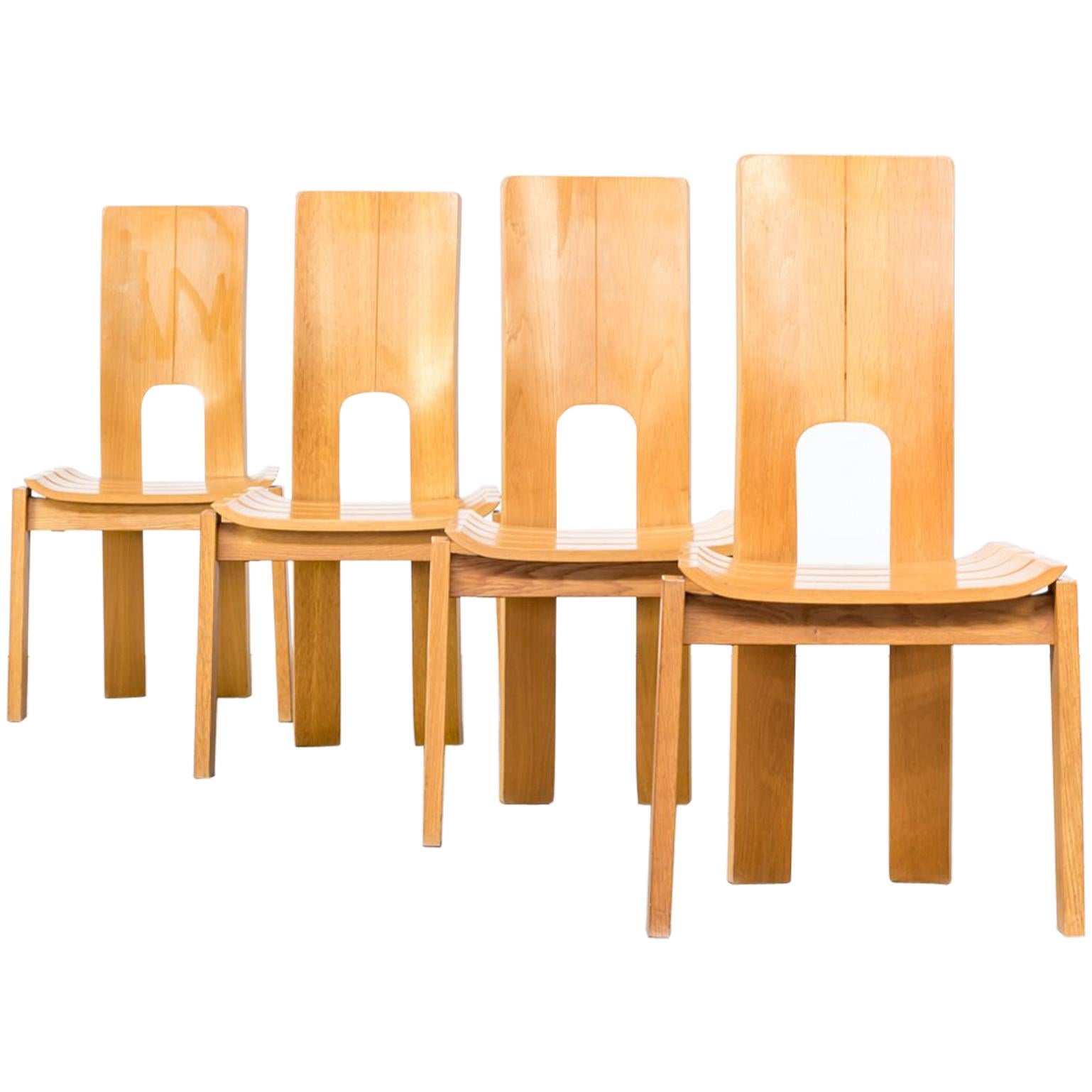 Midcentury Rare and Firm Set of Dining Chairs Set of Four For Sale