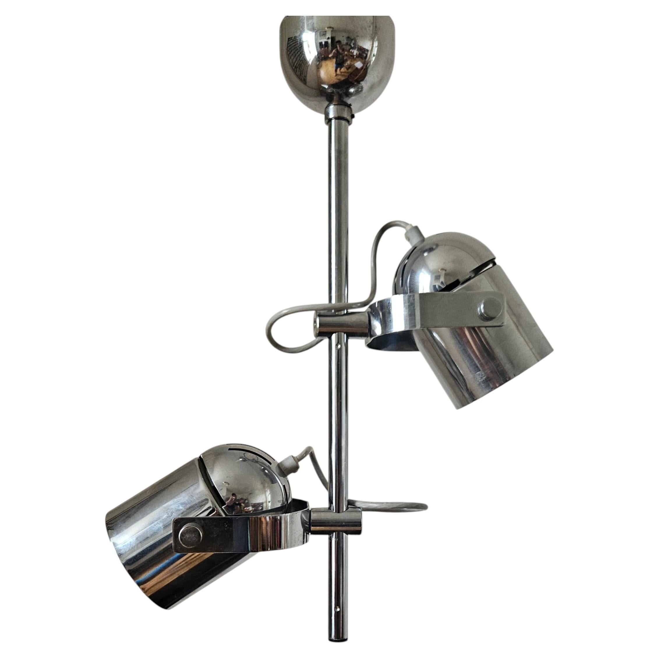 Midcentury Rare Ceiling Chrome Lamp Lidokov, 1970s For Sale
