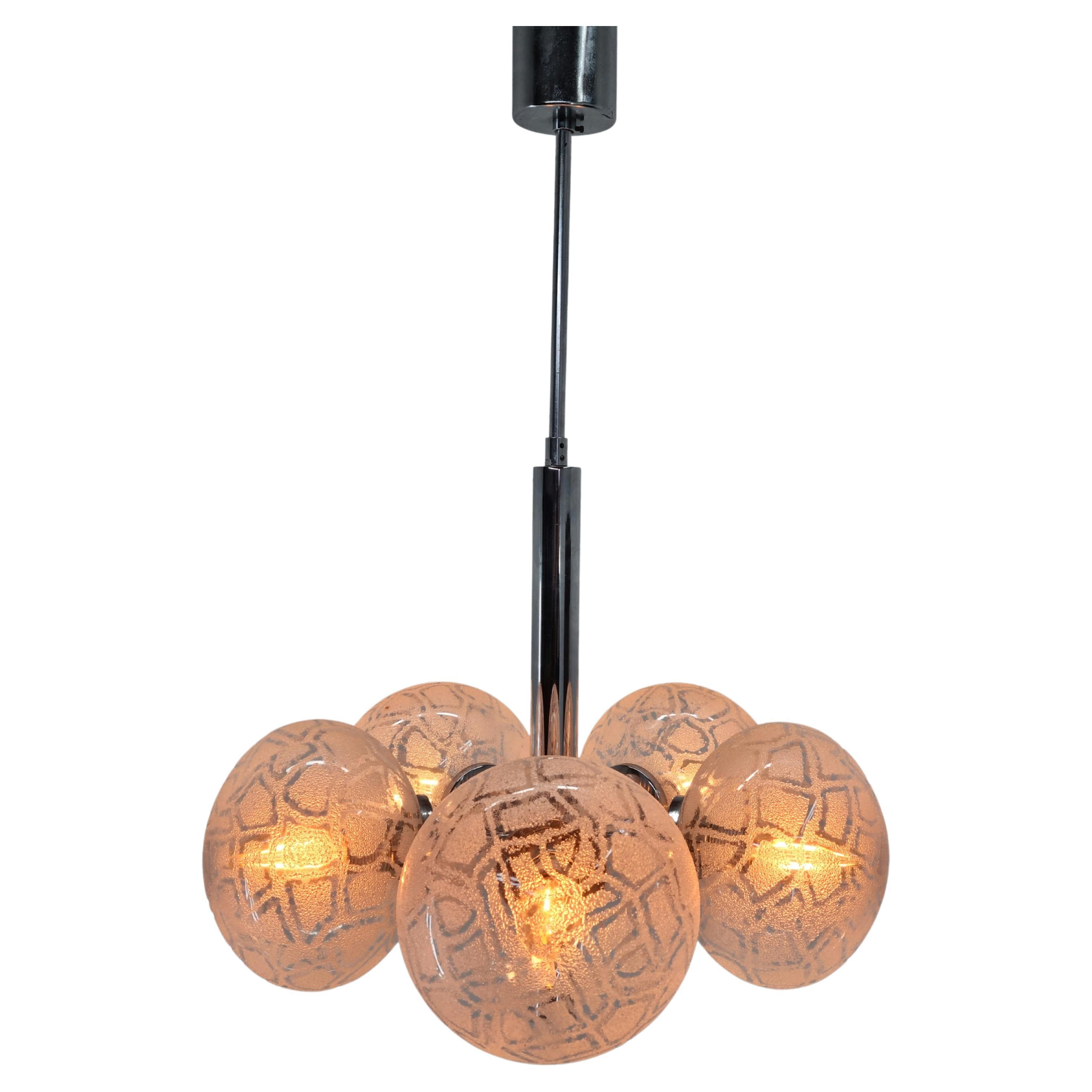 Midcentury Rare Chandelier Sputnik Hustadt Leuchten, Germany, 1970s For Sale