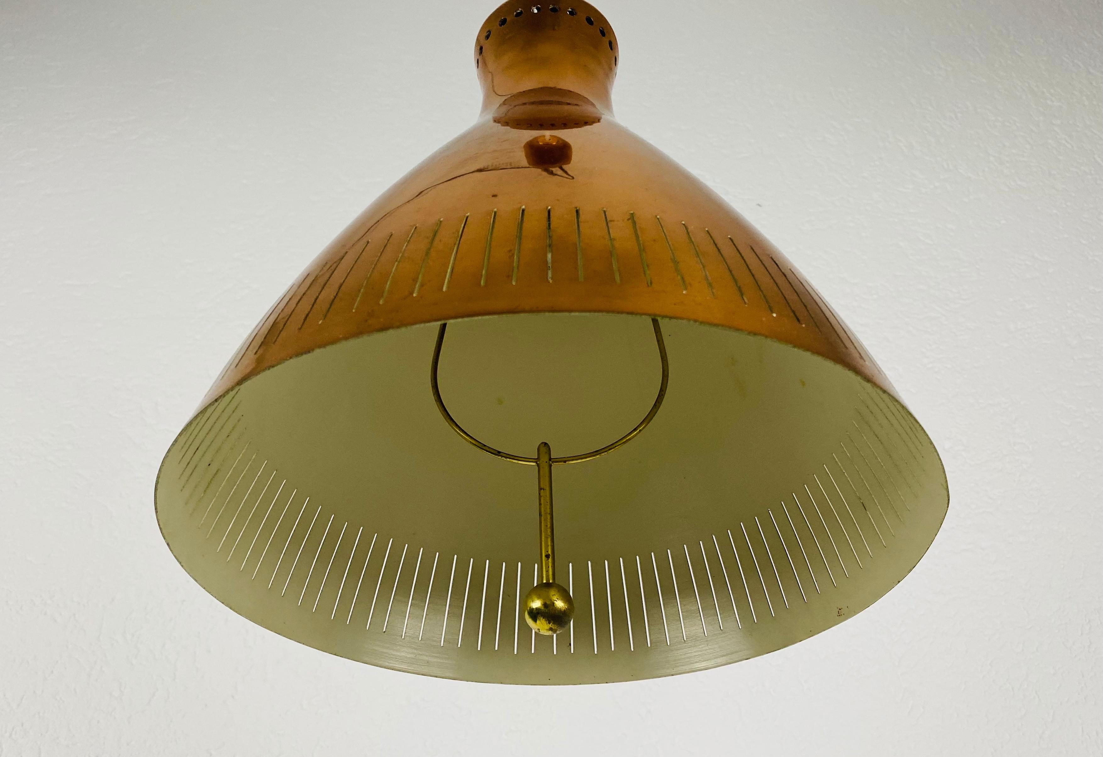 Midcentury Rare Copper Pendant Lamp by Vereinigte Werkstätte, 1960s 4