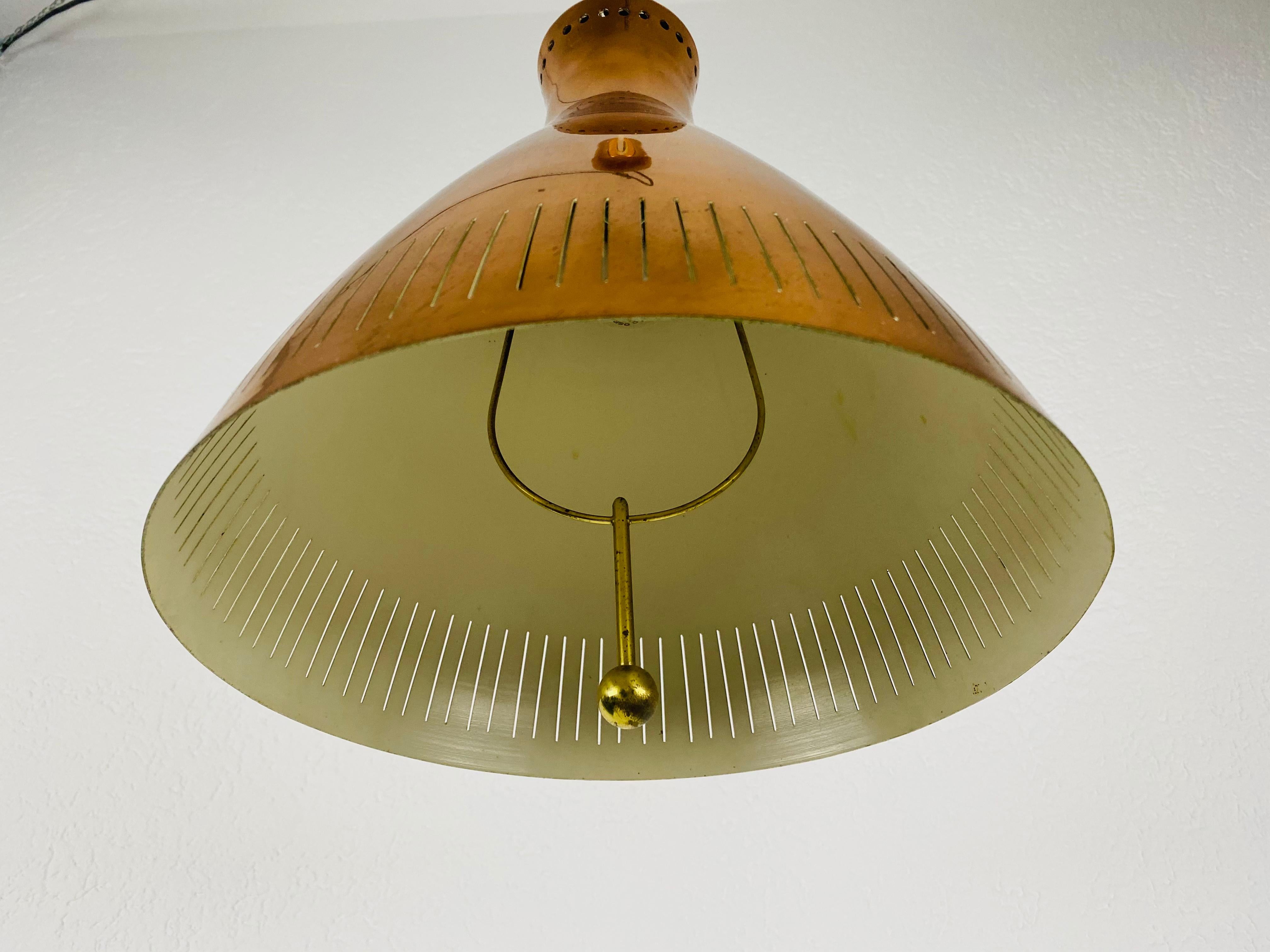 Midcentury Rare Copper Pendant Lamp by Vereinigte Werkstätte, 1960s 5
