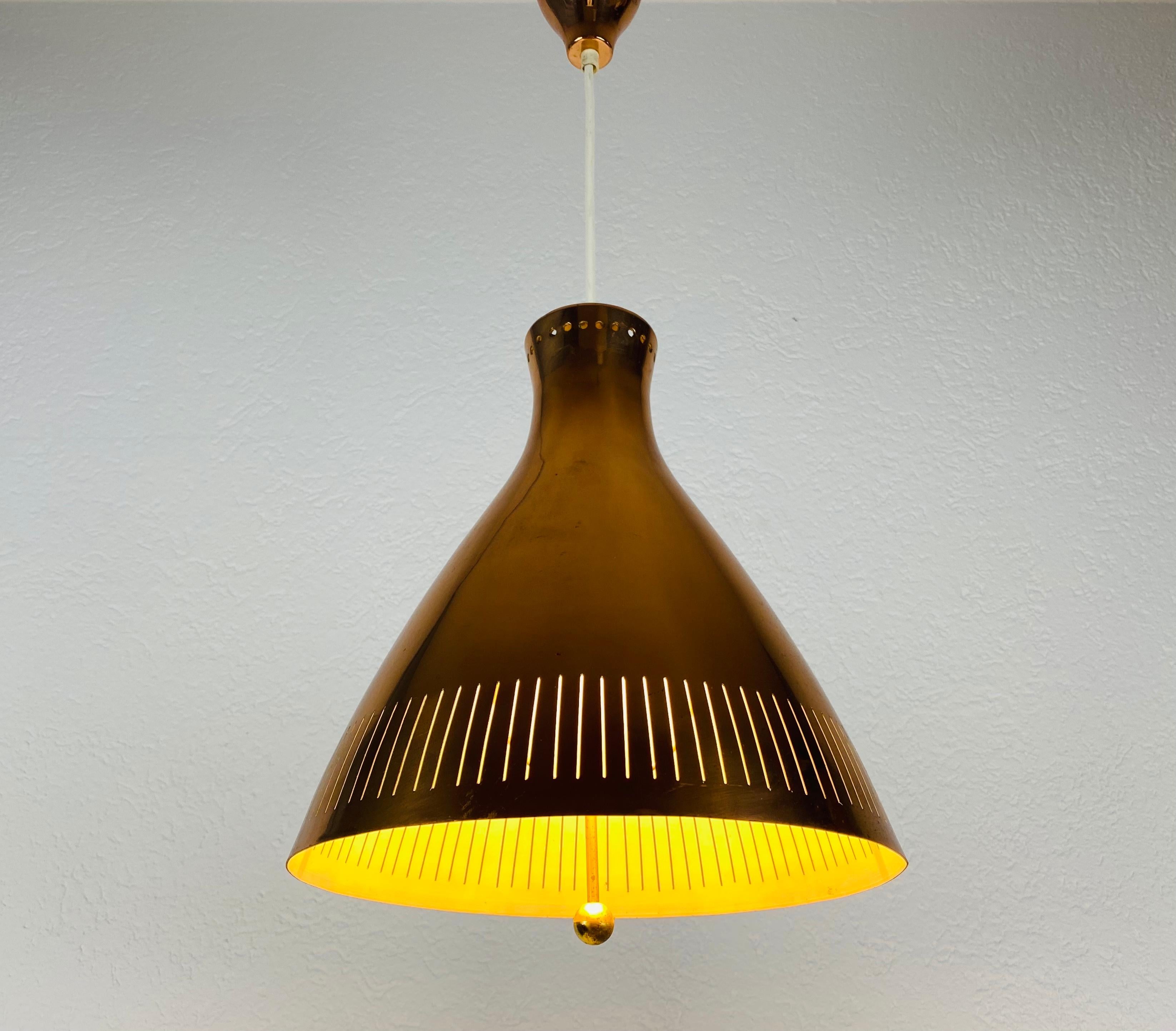 Danish Midcentury Rare Copper Pendant Lamp by Vereinigte Werkstätte, 1960s