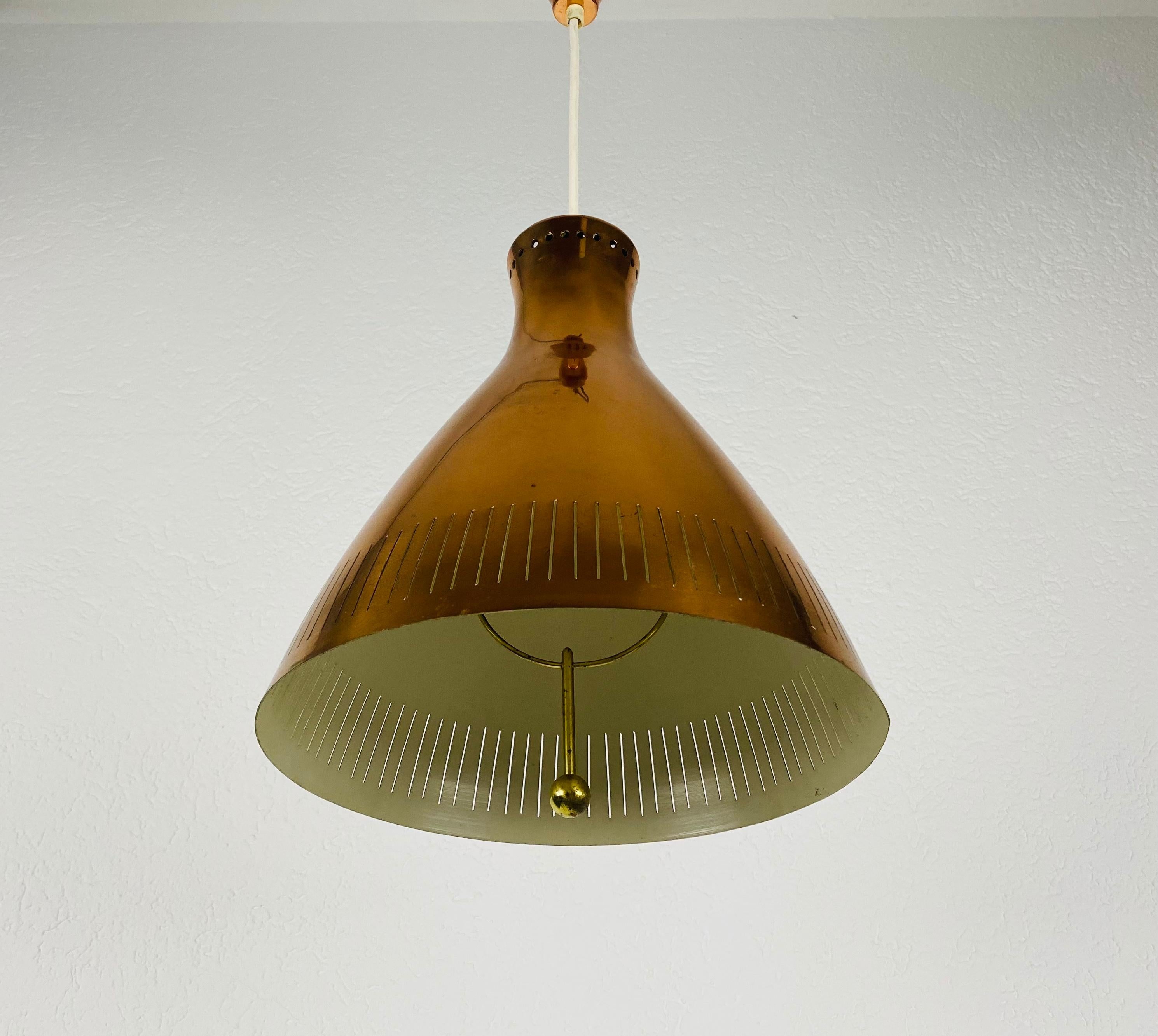 Midcentury Rare Copper Pendant Lamp by Vereinigte Werkstätte, 1960s 2