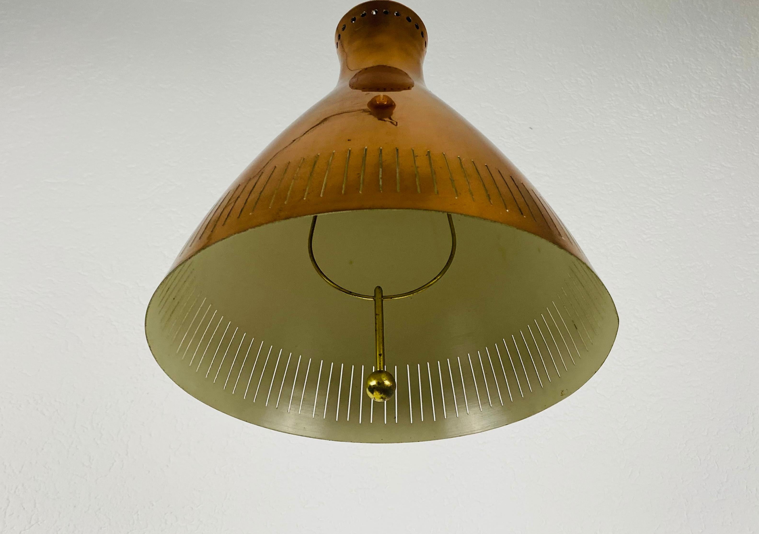 Midcentury Rare Copper Pendant Lamp by Vereinigte Werkstätte, 1960s 3