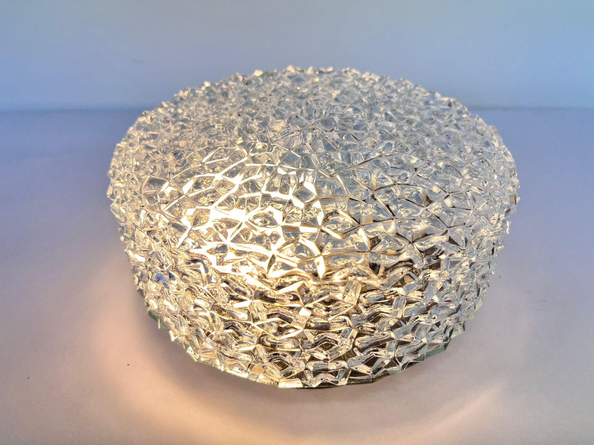 Late 20th Century Midcentury Rare Flush Mount RZB Leuchten, Ceiling or Wall Lamp, Germany, 1970s For Sale