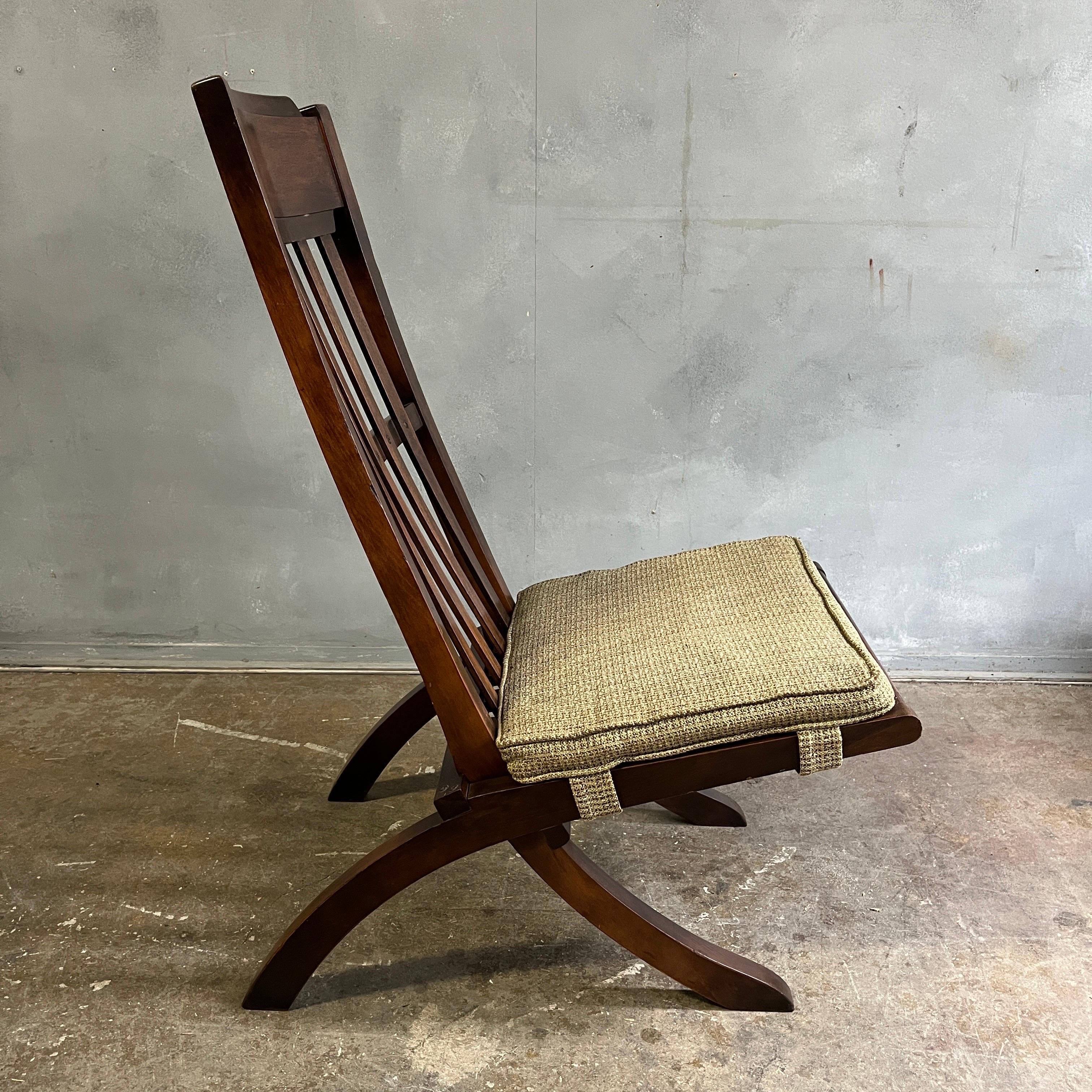 Linen Midcentury Rare Folding Angle Chair by Milo Baughman For Sale