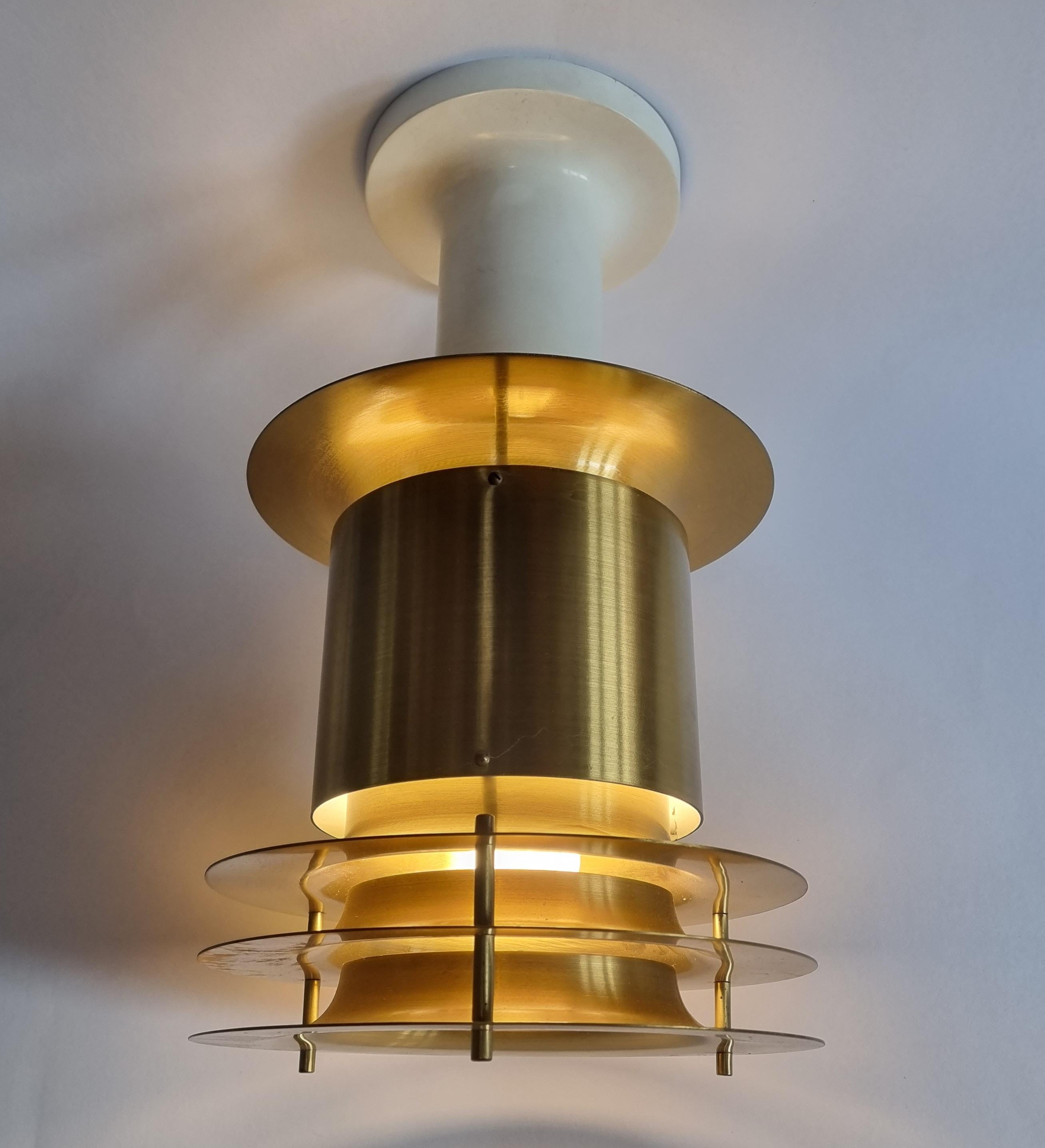 Midcentury Rare Large Flush Mount, Ceiling or Table Lamp, Denmark, 1970s In Good Condition In Praha, CZ