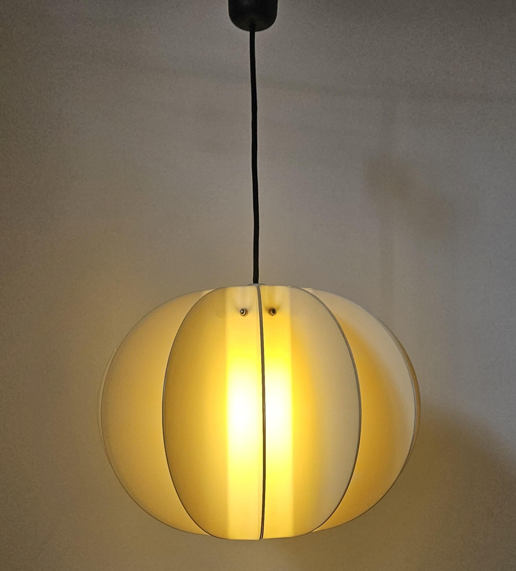 Midcentury Rare Large Pendant Pumpkin Desing, Italy, 1970s For Sale 7