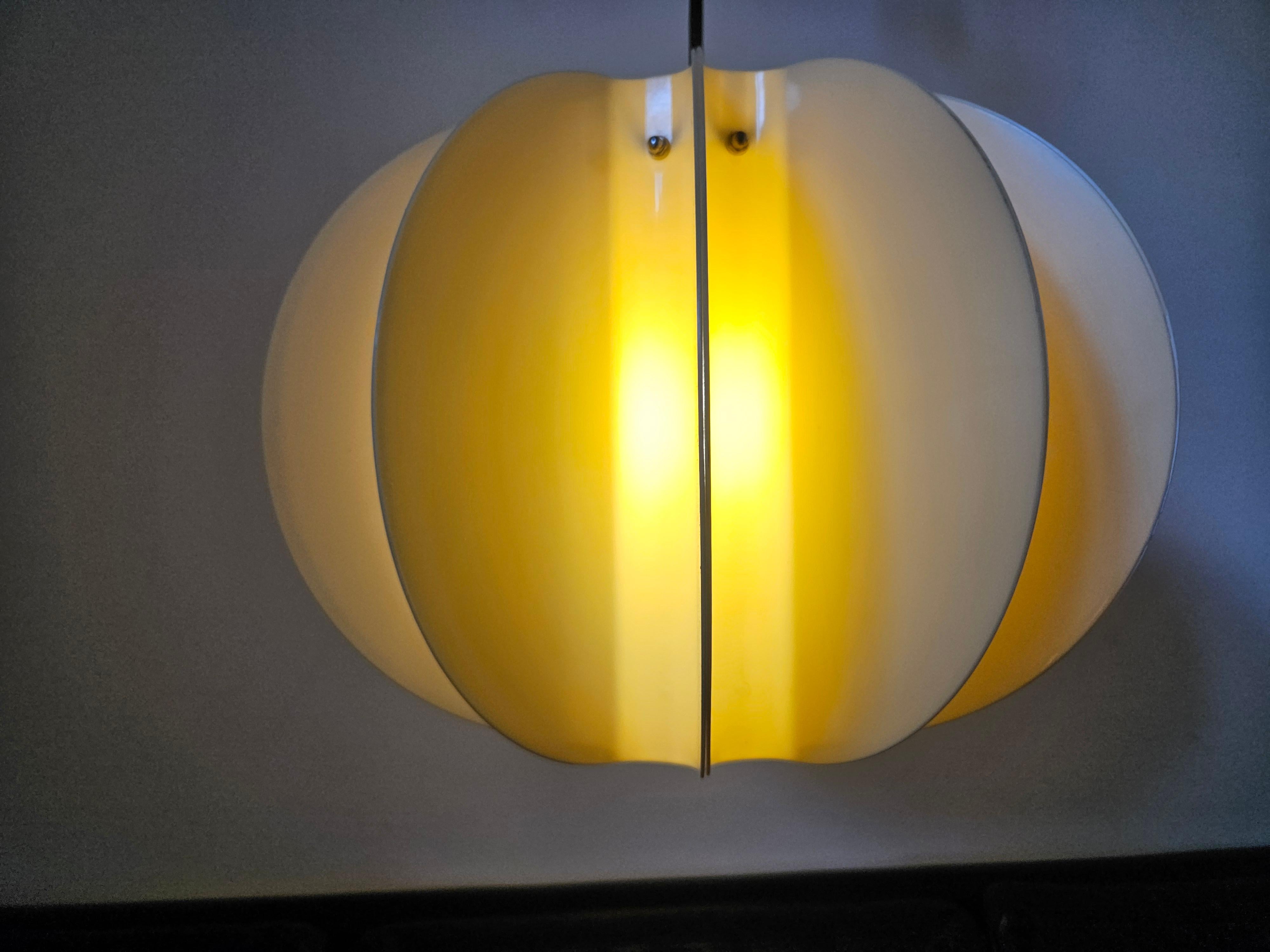 Italian Midcentury Rare Large Pendant Pumpkin Desing, Italy, 1970s For Sale